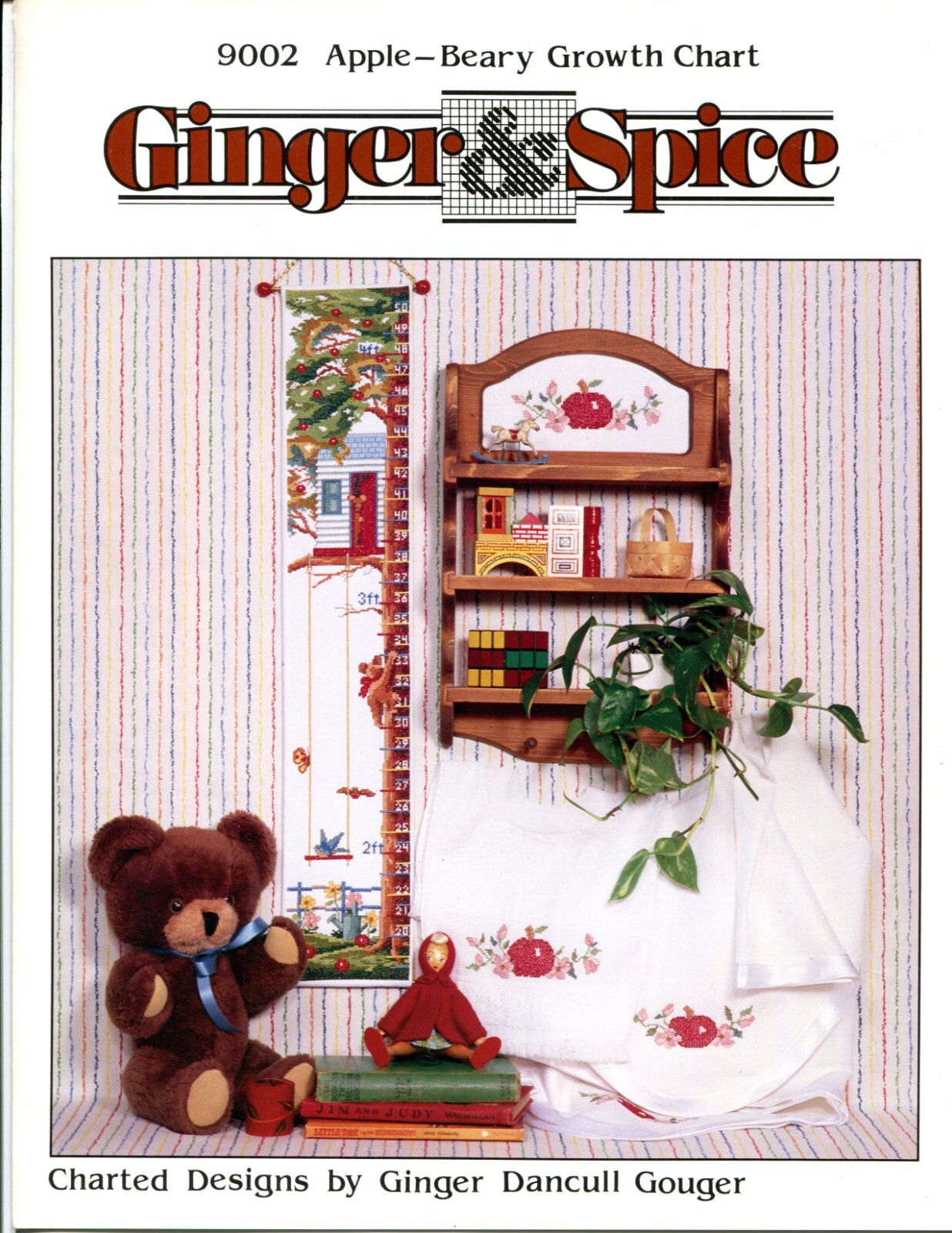 Apple-Beary Growth Chart - cross stitch leaflet - Ginger & Spice #9002