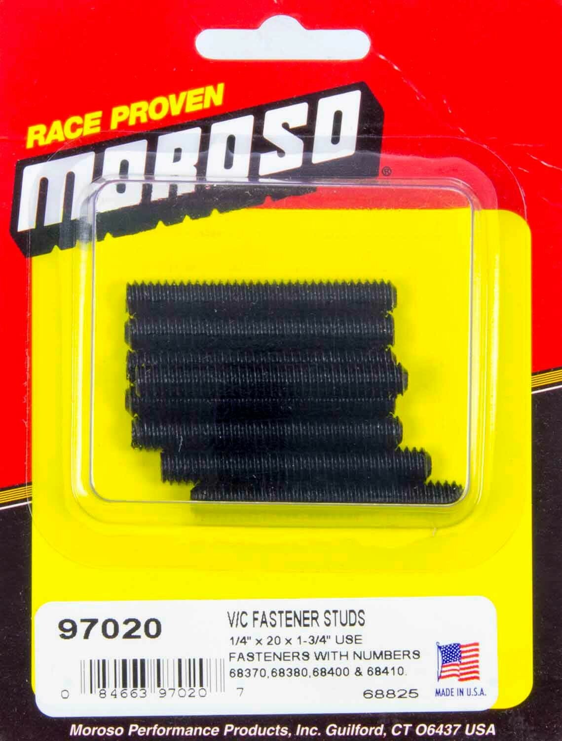 Moroso 97020 Valve Cover Studs, 1/4 in.-20 x 1.750 in., Steel, Black Oxide, Set