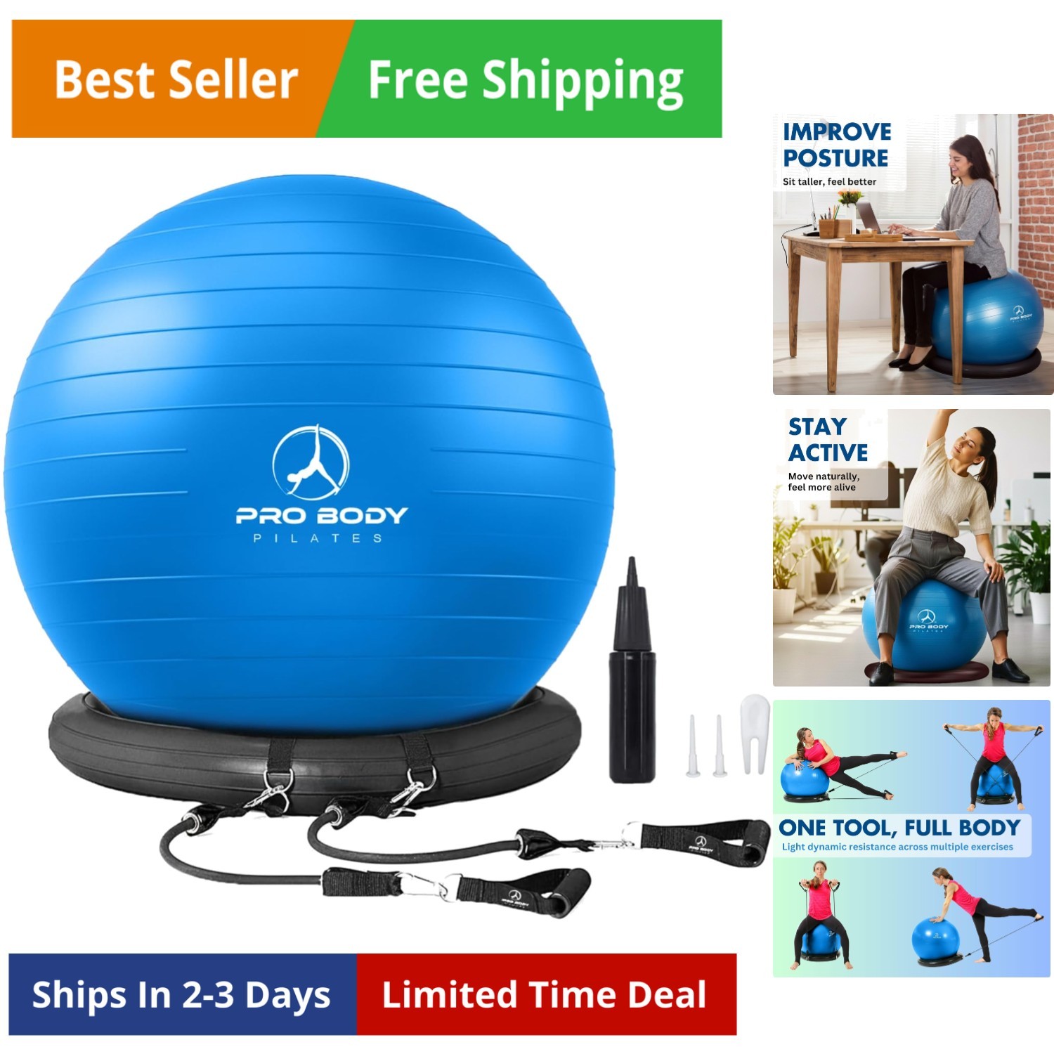 Yoga Ball Chair, Exercise Ball Chair with Base or Stand for Home Office Desk ...