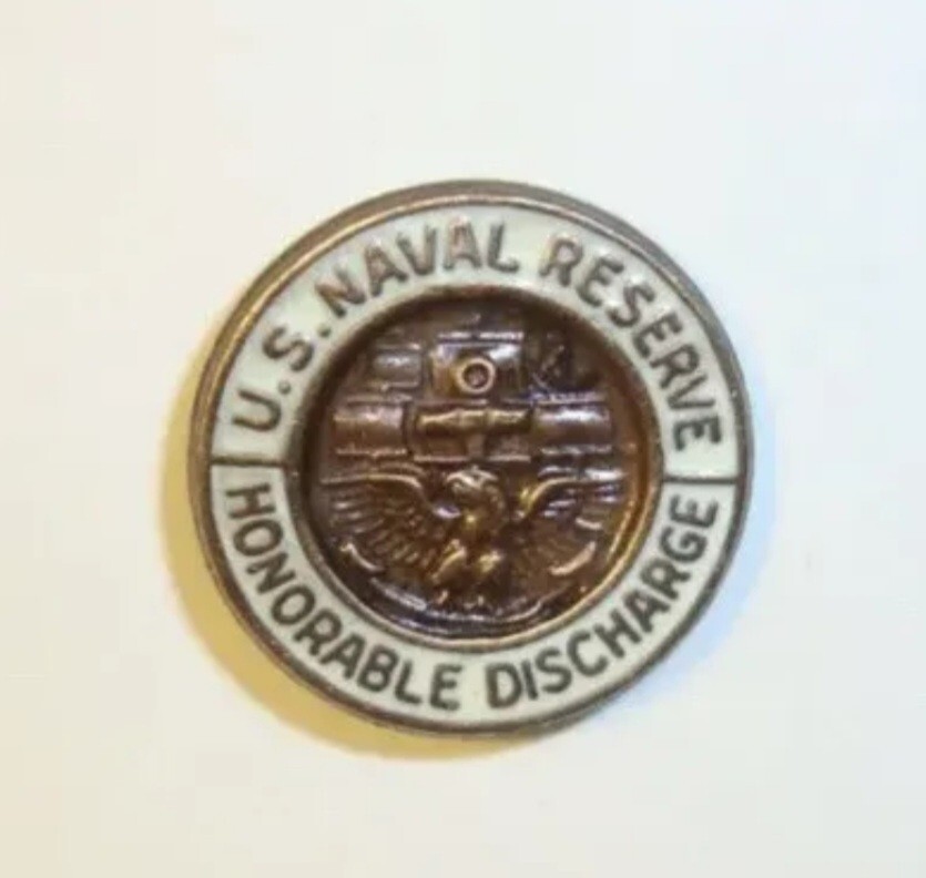 USN NAVY Naval Reserve Honorable Discharge Lapel Button Pin Copper Tone USNR NEW