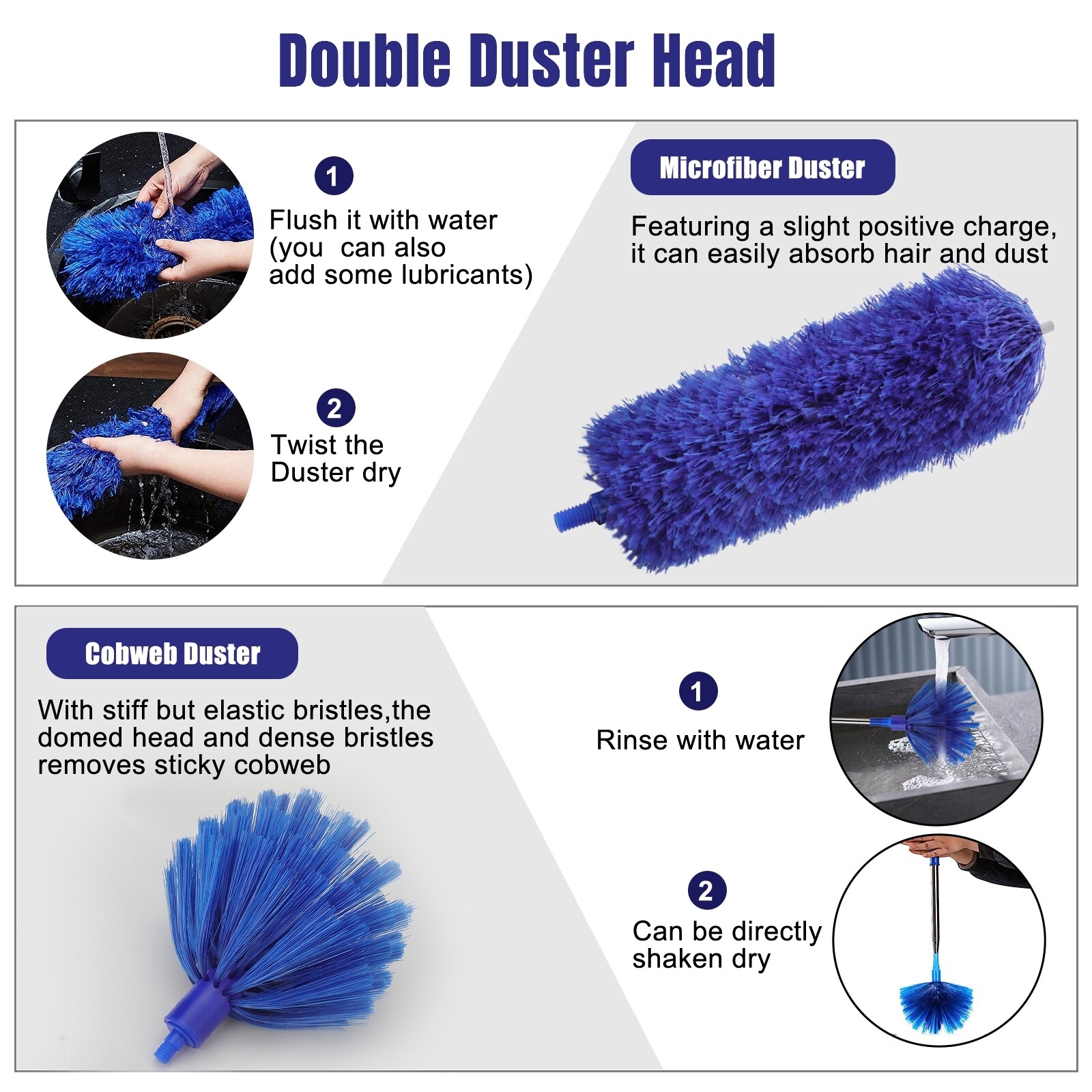 Microfiber & Cobweb Duster Cleaning Brush Ceiling Fan Cleaner Kit Extension Pole