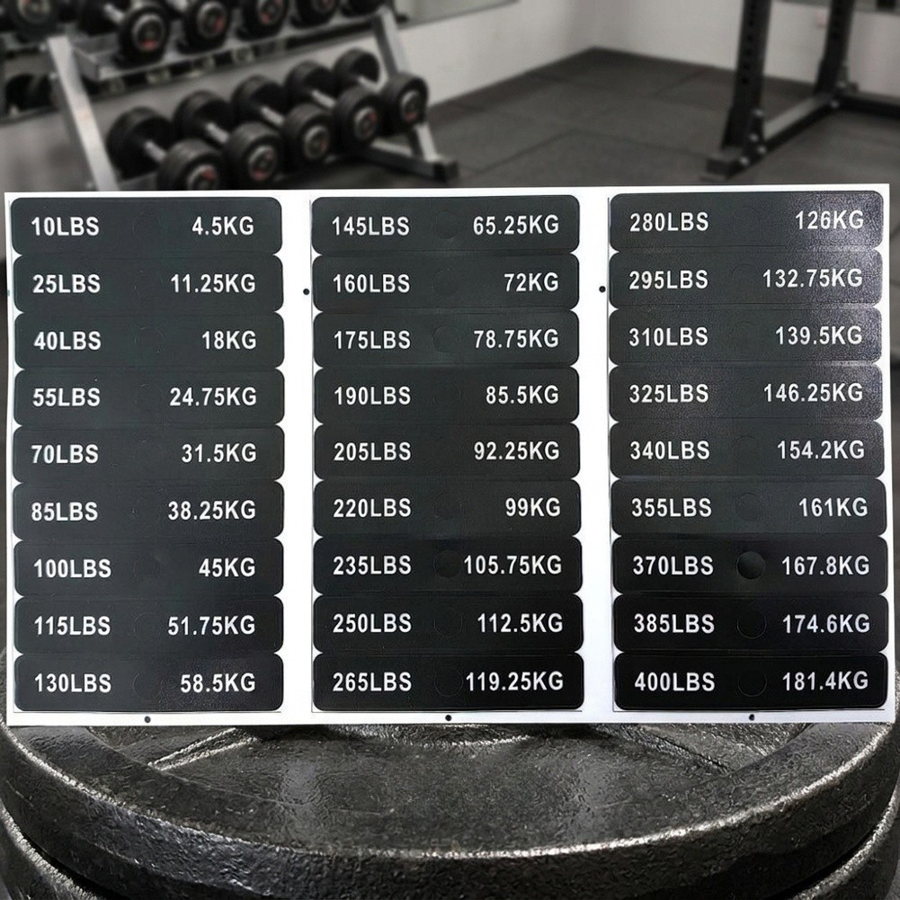 Weight Equipment Sticker Labels 2pcs 12x2.5cm White Yellow Plastic 4.5-181.4kg