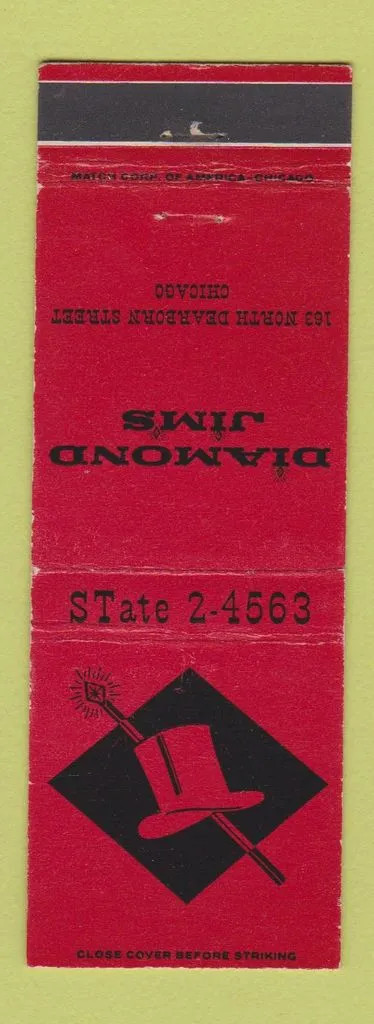 Matchbook Cover - Diamond Jims Chicago IL
