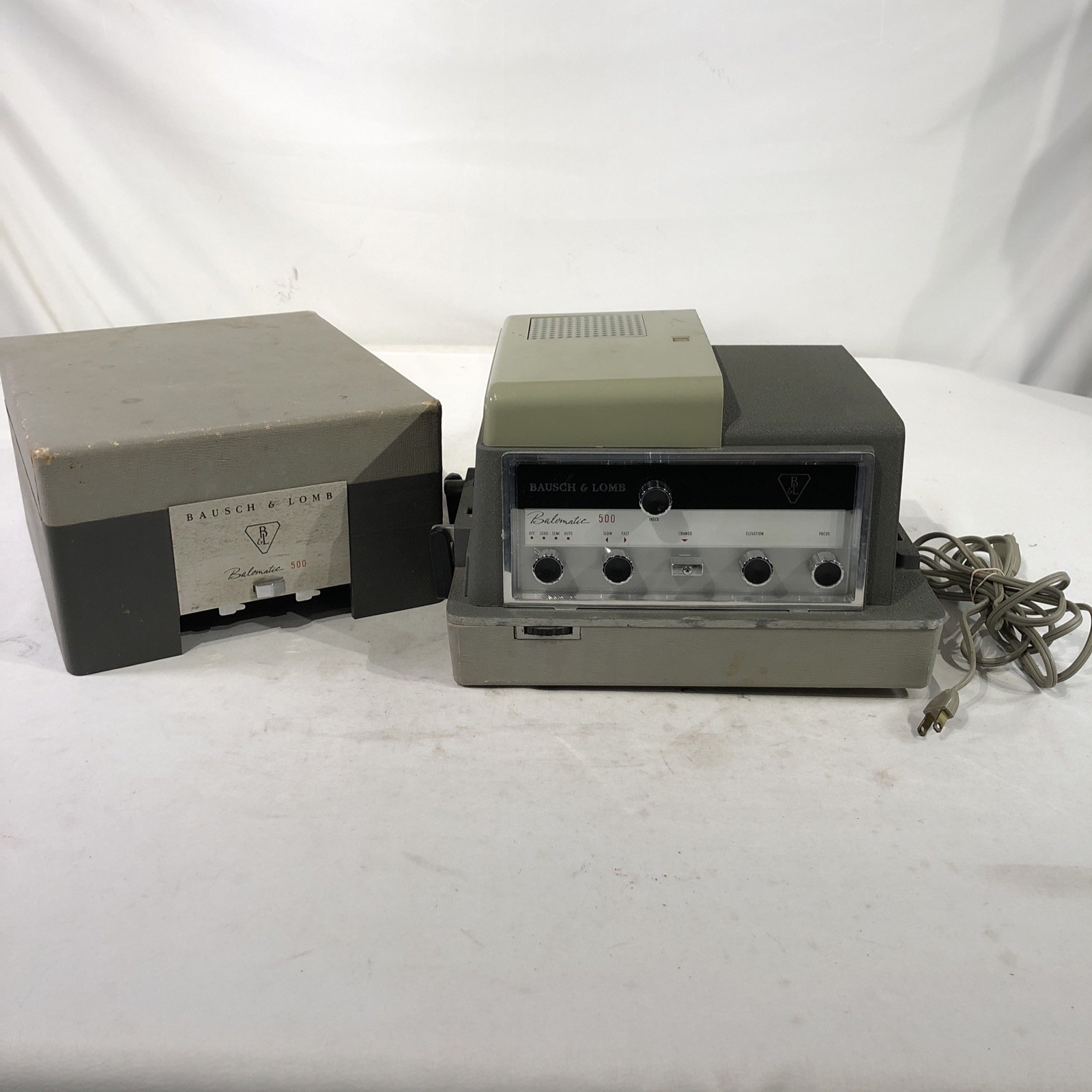 Vintage Bausch & Lomb Balomatic 500 Slide Projector With Power Cable And Case