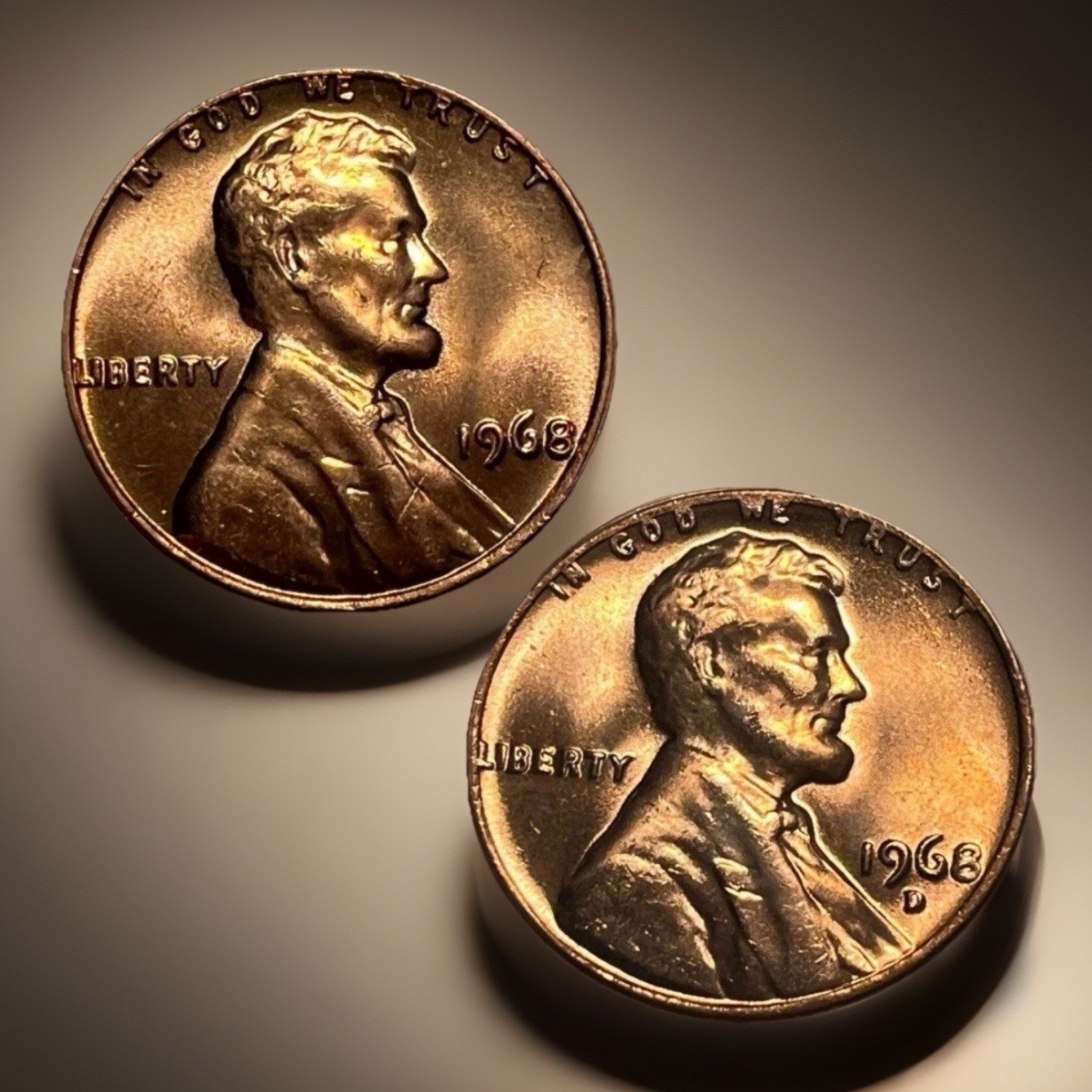 1968 P D Lincoln Memorial Cent BU 2 Coin Set Brilliant Uncirculated