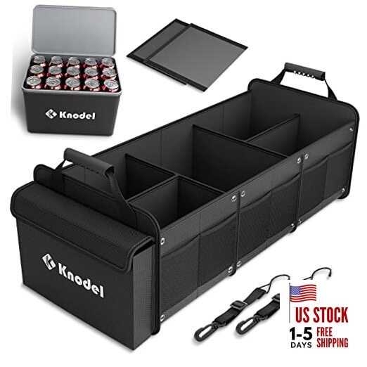 K KNODEL Extra Large Trunk Organizer With Cooler Bag, 3 Compartments Car