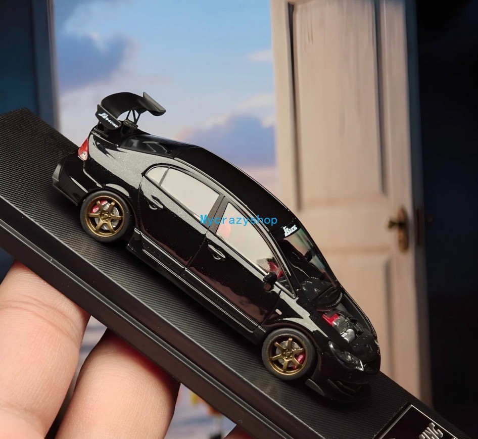 CR MT 1:64 Black Civic Type R FD2 JS Racing Sports Model Diecast Metal Car