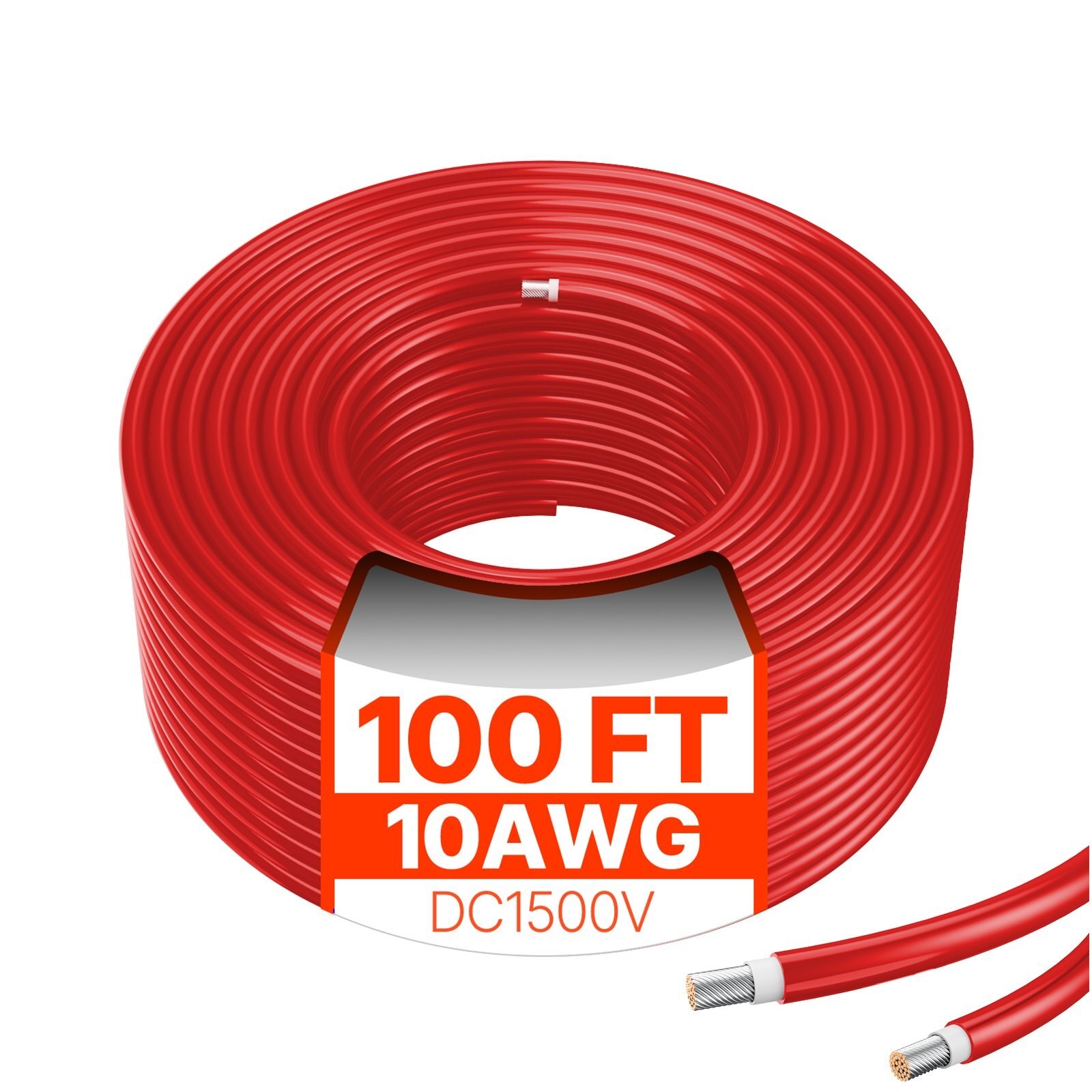 VEVOR 100FT Solar Panel Extension Cable 10AWG Waterproof PV Red
