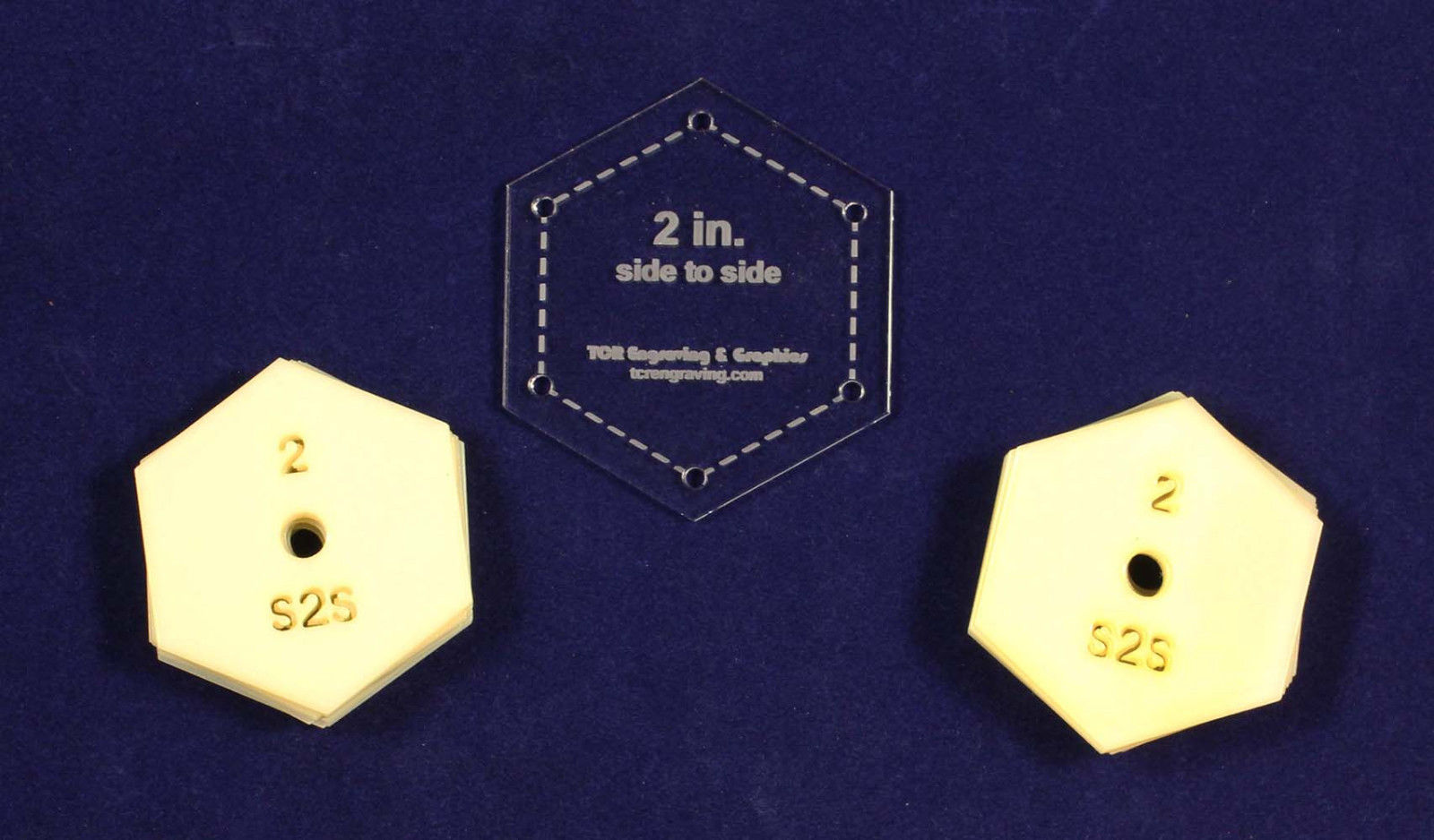 Mylar 2" Side to Side Hexagon- 51 Piece Set  - Quilting / Sewing Templates -