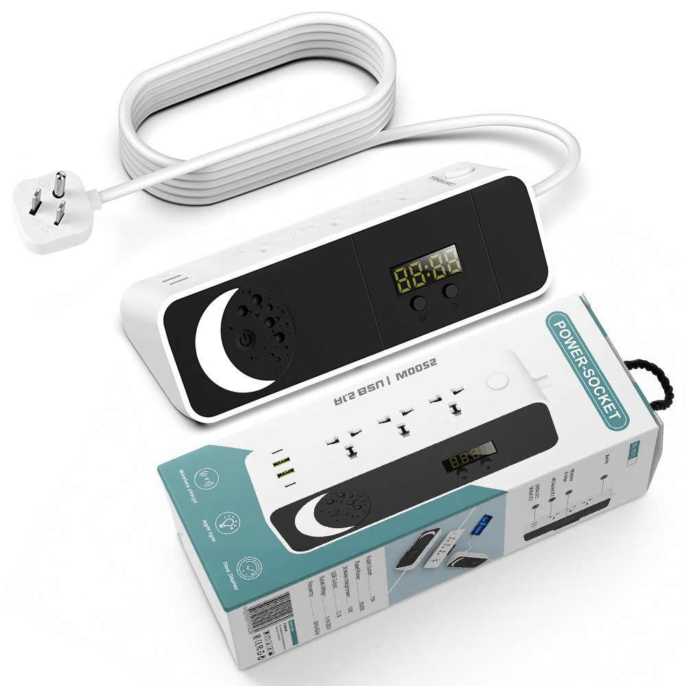 6.5FT 2M Surge Protector Power Strip with 3 Outlets & 4 USB Ports, Night Light