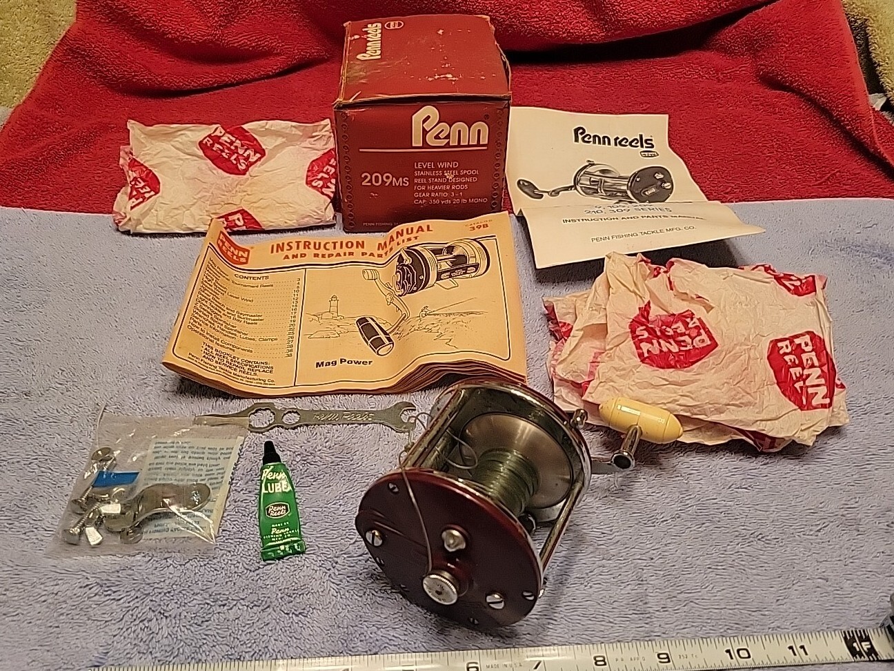 PENN PEER No.209MS FISHING REEL LEVEL WIND W/BOX VTG USA 🇺🇸