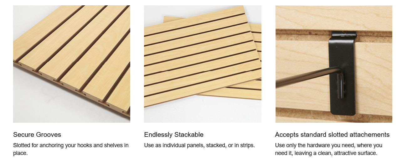 2 Slatwall Easy Panels 4' x 2' Horizontal Maple Fiberboard Panel