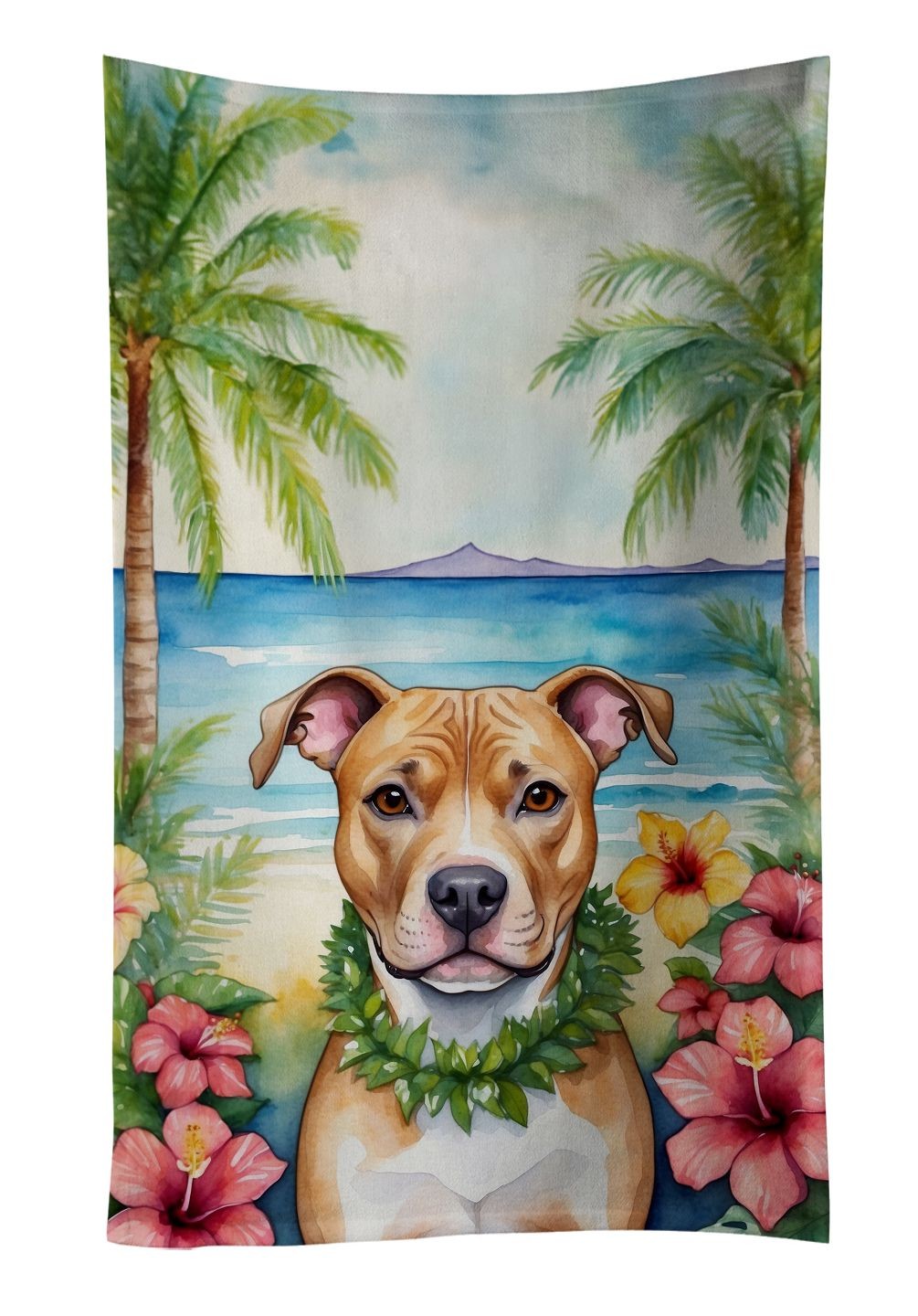 NEW Pit Bull Terrier Luau Kitchen Towel Dish Cloths Guest Hand Towel Decorative