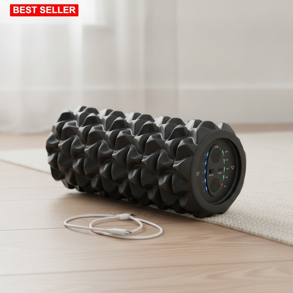 Vibrating Foam Roller 13In Rechargeable Massage Tool Deep Tissue Therapy