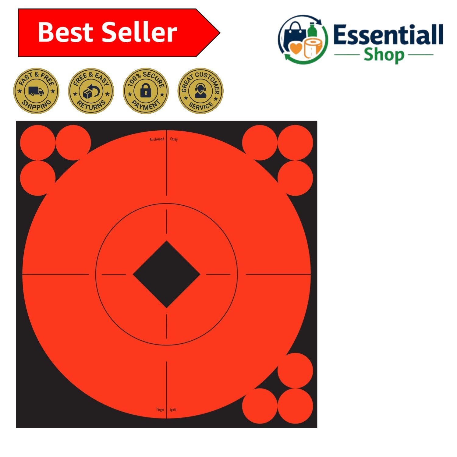 High-Visibility Self-Adhesive Shooting Targets - 6" Bull's-Eye with 120 Pasters
