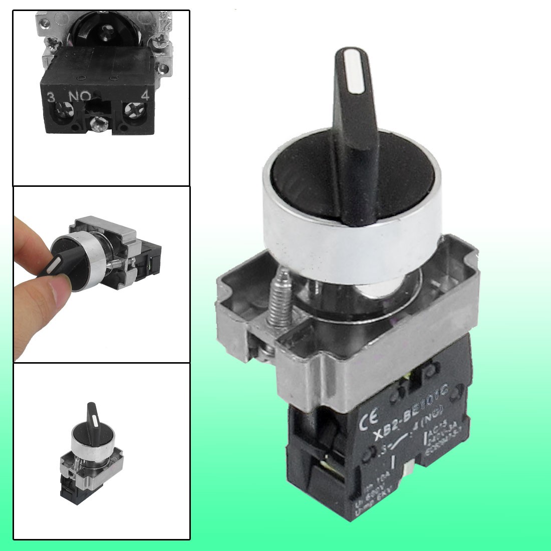 600V 10A 22mm Latching 1NO 2-Position Rotary Selector Select Switch ZB2-BE101C