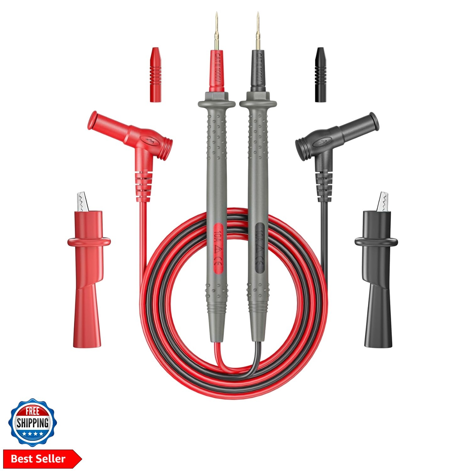 6PCS Multimeter  Leads Kit with Push On Alligator Clips | Precision Sharp Pro...