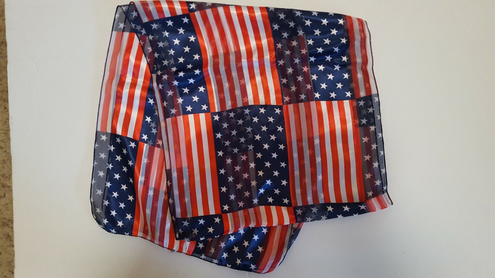 NEW FLAG SCARF RED WHITE & BLUE ELECTION JULY 4 PATRIOTIC STARS STRIPES AMERICA