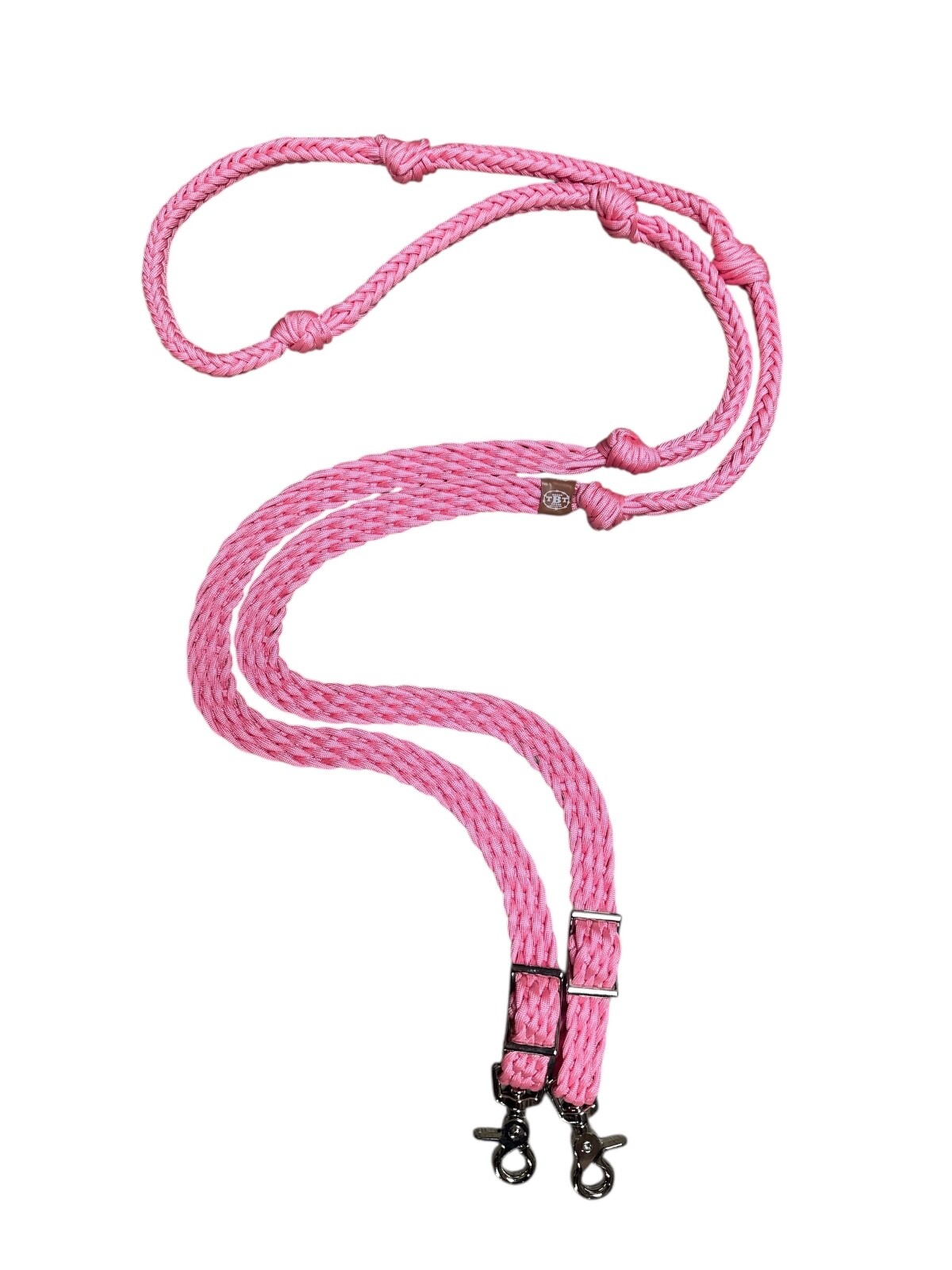 barrel reins ligh pink hand braided with grip knots