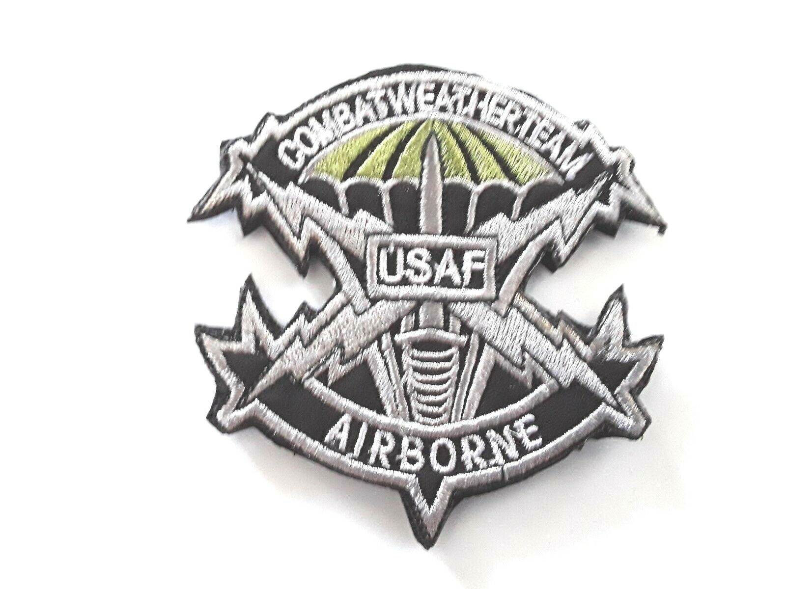 2 pc US AIR FORCE Combat Weather Team emb patches hook back