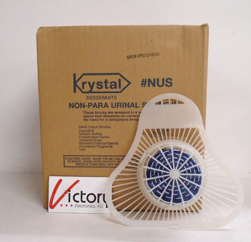 NEW Krystal Non-Para Urinal Screens 12-PACK | Green Apple Deodorant Blocks