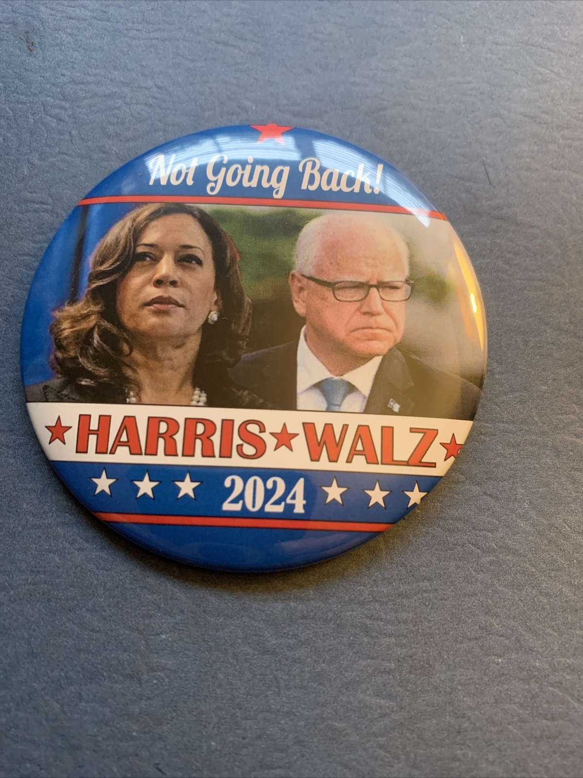2024 Harris Walz 3 Inch Political Campaign Pinback Button