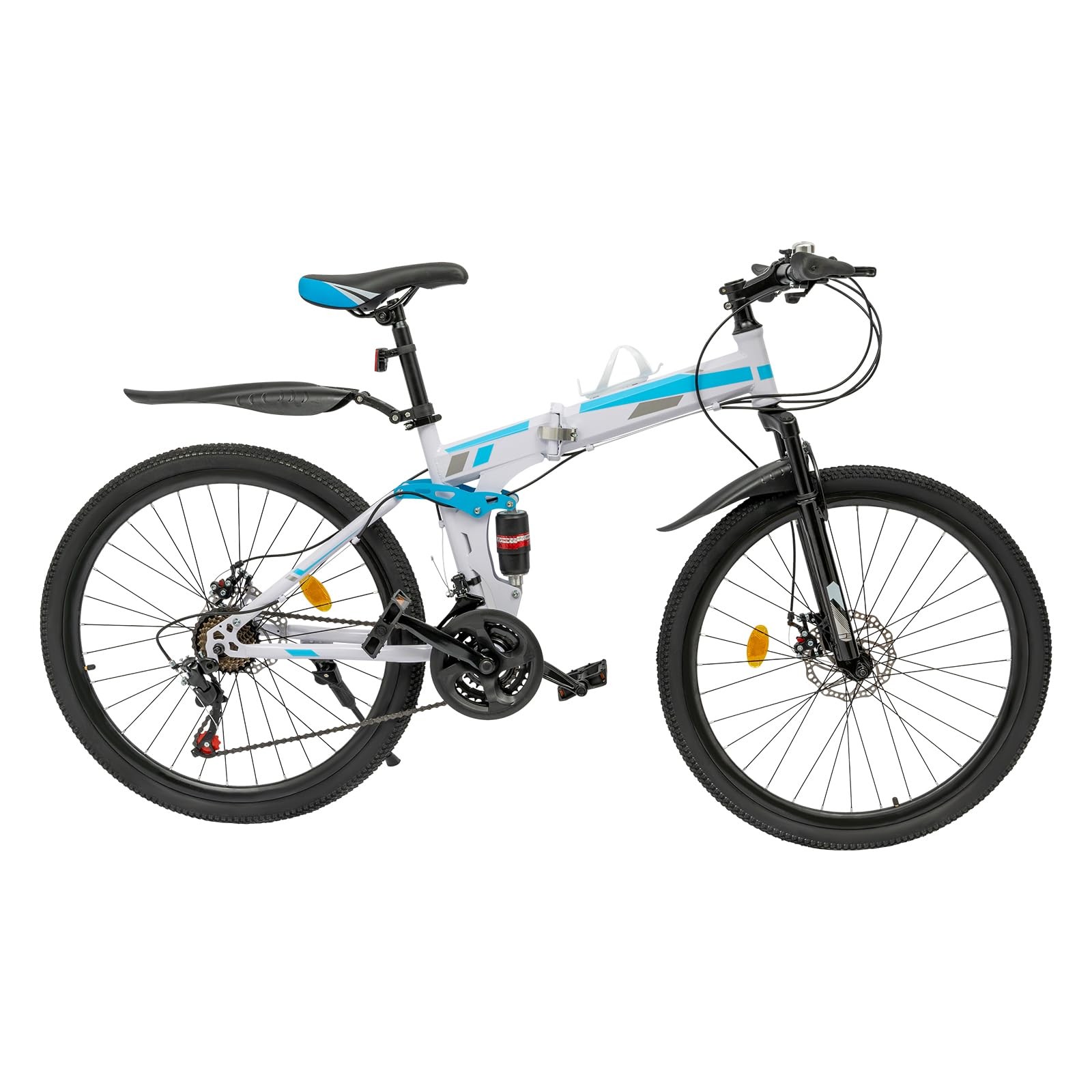 26in Folding Mountain Bike 21 Speed Full Suspension Dual Disc Brake Adult 264lb