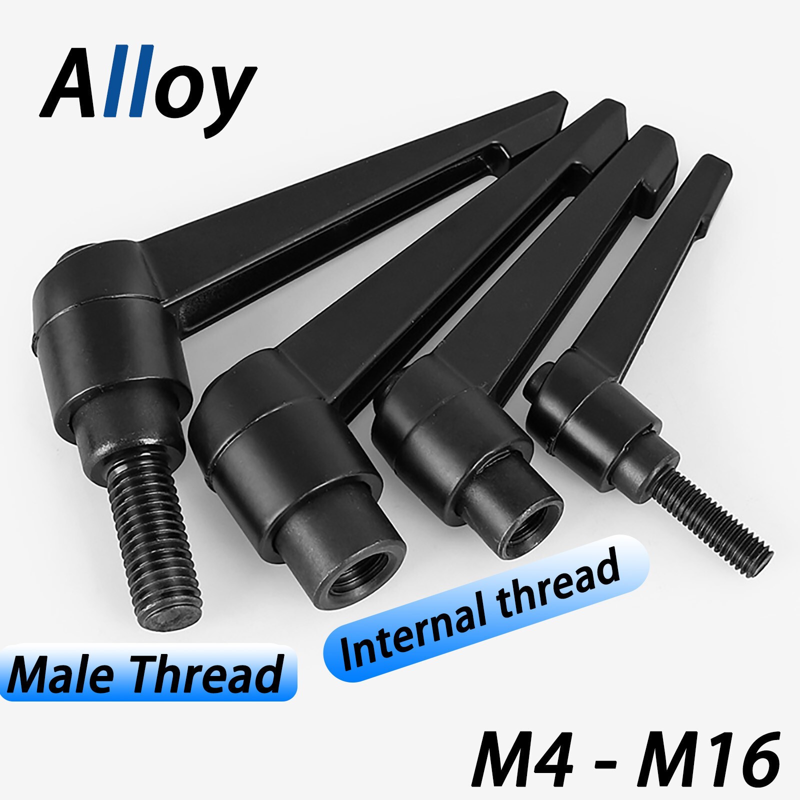 Machine Handle Adjustable Clamping Lever Black Knob M4 M5 M6 M8 M10 M12 M16