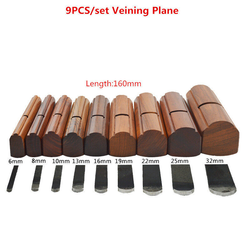 9pcs Wood Convex Planes Kits, Round bottom plane, Carpenter's bull-nose Planer