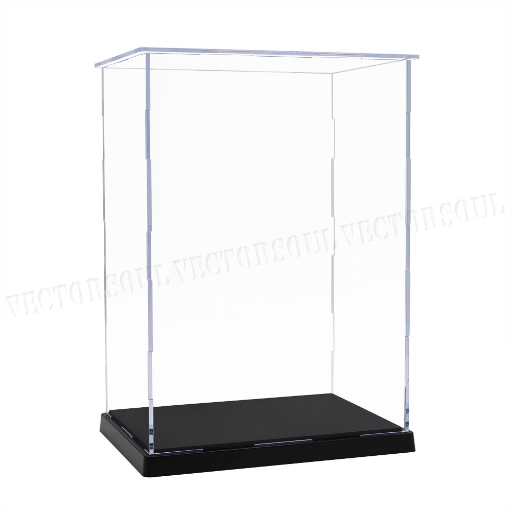 US Perspex Clear Acrylic Display Case 10.3in H Box Plastic Base Dustproof Figure