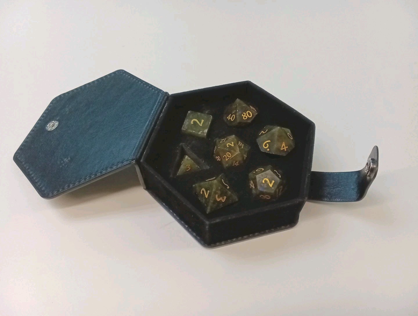 Labradorite: Full-Sized 16mm Polyhedral Dice Set