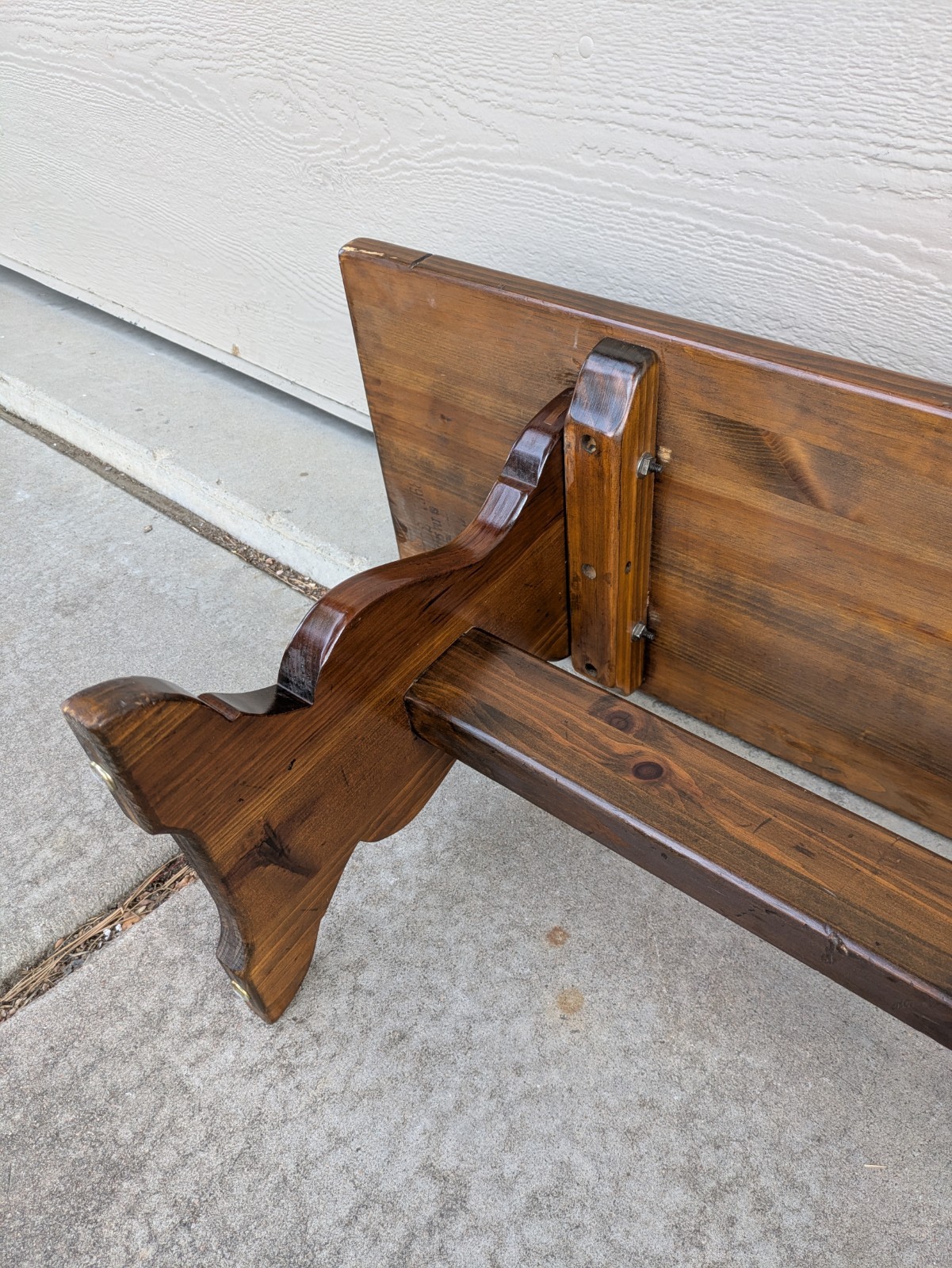 Vintage Ethan Allen Old Tavern Rustic Antiqued Pine Wood Trestle Bench