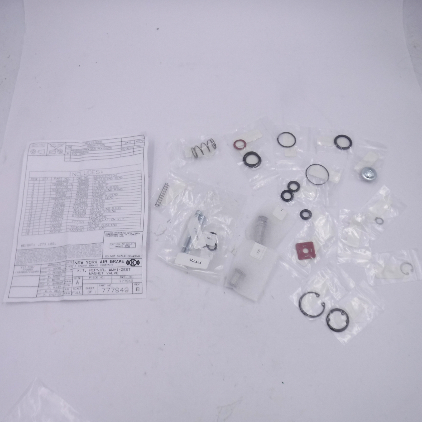 New York Air Brake 777949 Repair Kit For CW220 Magnet Valve WMVI-ZEST