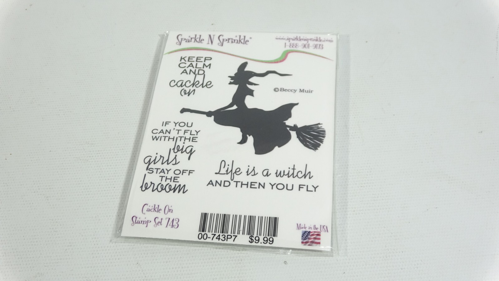 Sparkle and Sprinkle Cackle On Stamp Set #743 Witch On Broom