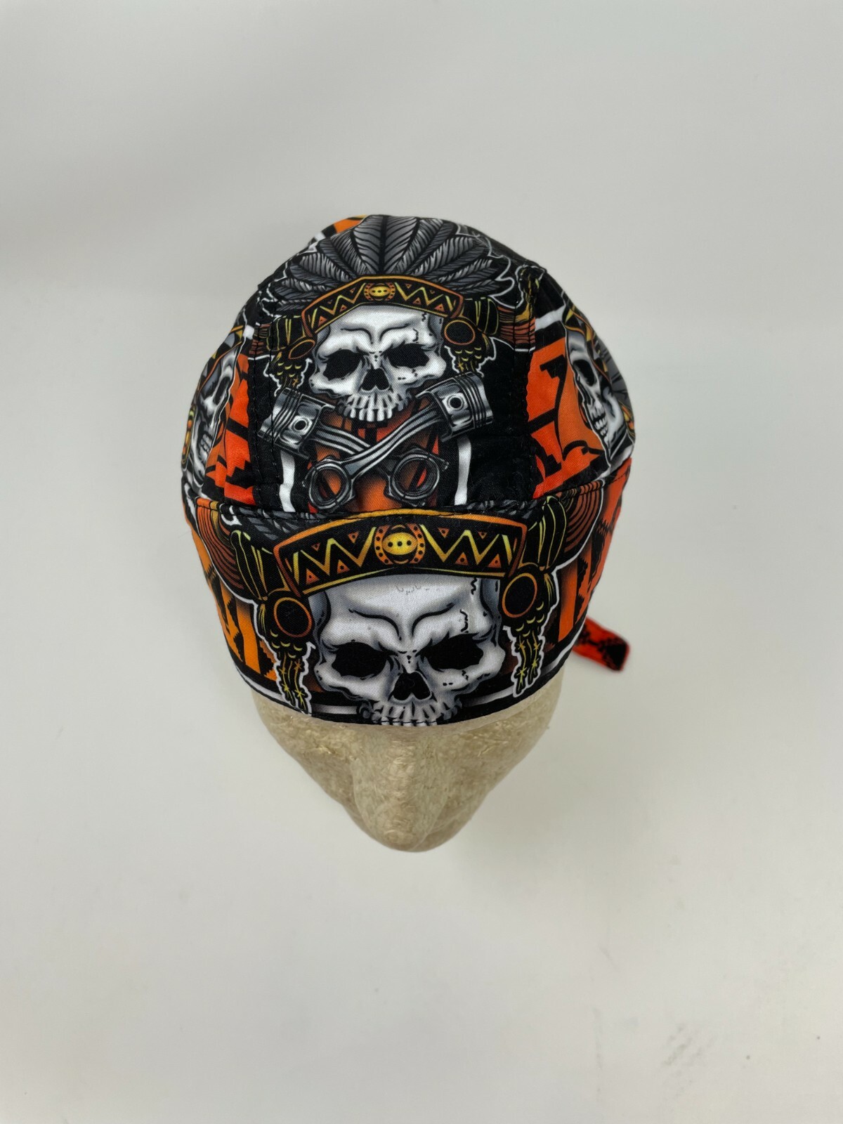 Native American Indian Skull Platinum Durag Doo Rag Cap Biker Durag Sweatband
