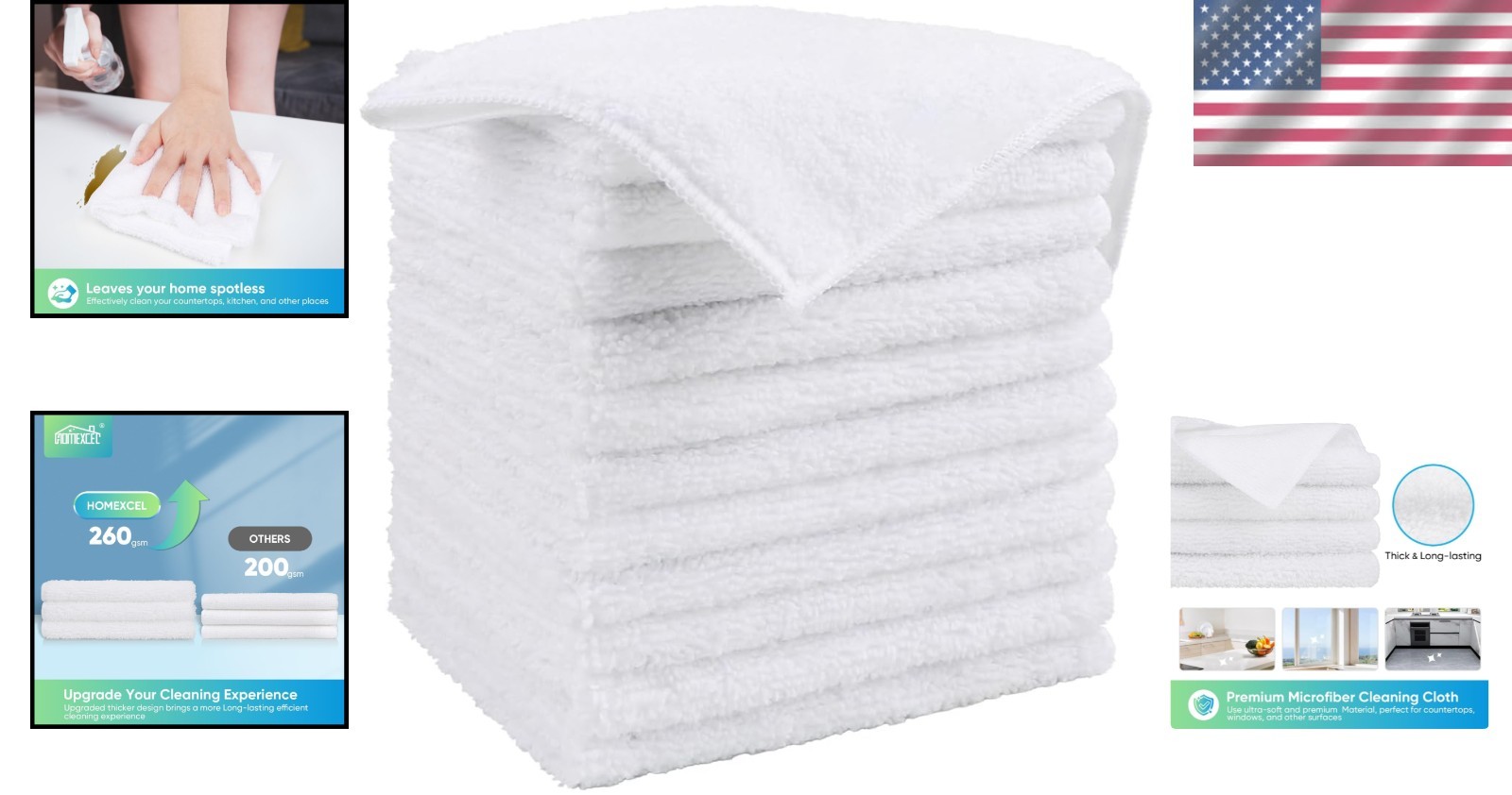 12 Pack Microfiber Cleaning Cloths - Lint-Free & Scratch-Free Elegance
