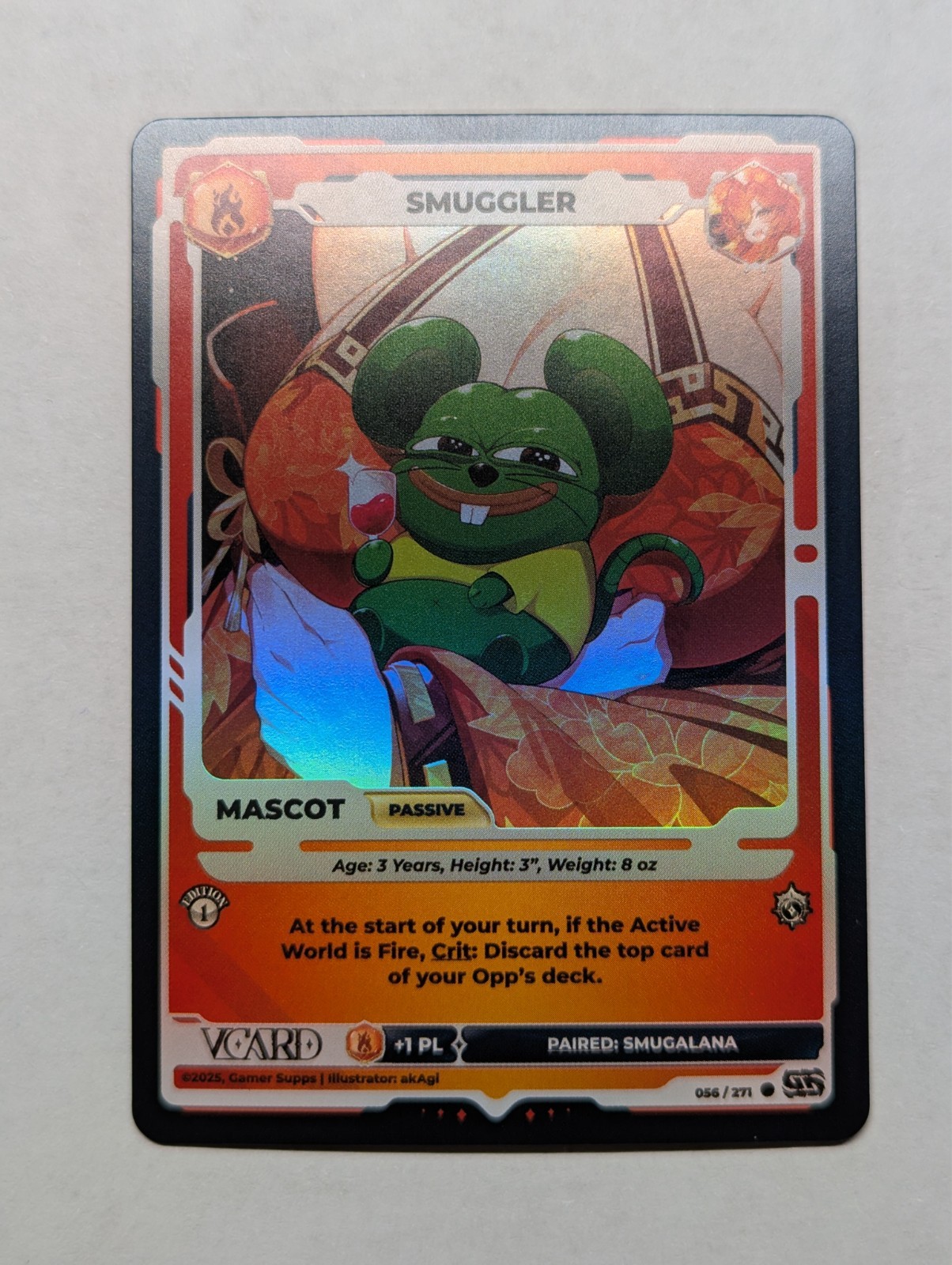 Smuggler (Holo) 056/271, 1st Edition, Divine Chaos, VCard