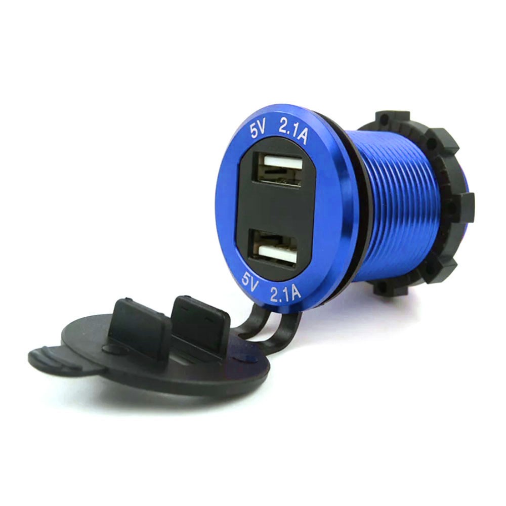 Dual USB 4.2A Car Cigarette Lighter Socket Charger Outlet Power Adapter 12-24V