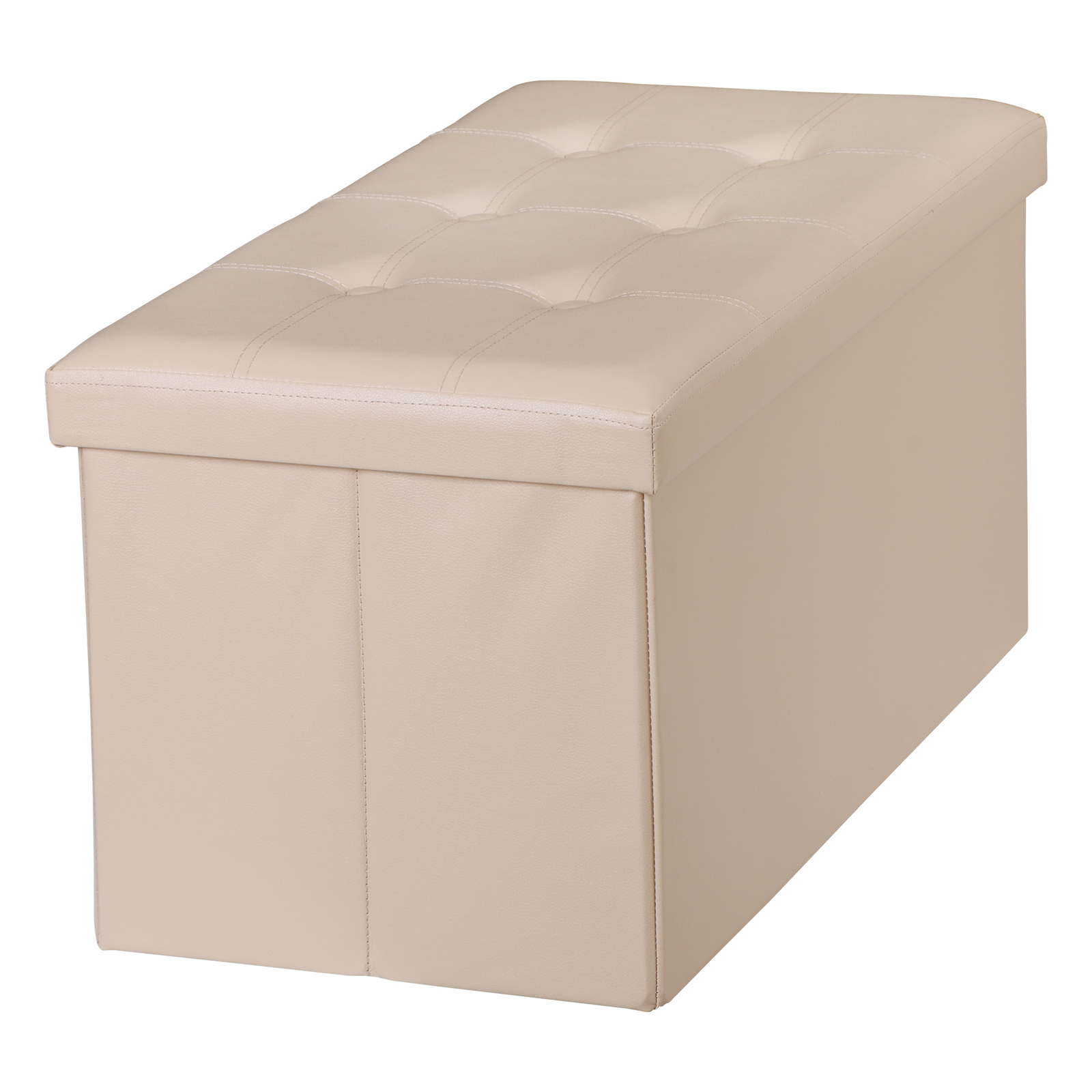30'' Folding Ottoman Rectangular Footrest Storage Chest with Faux Leather Lid