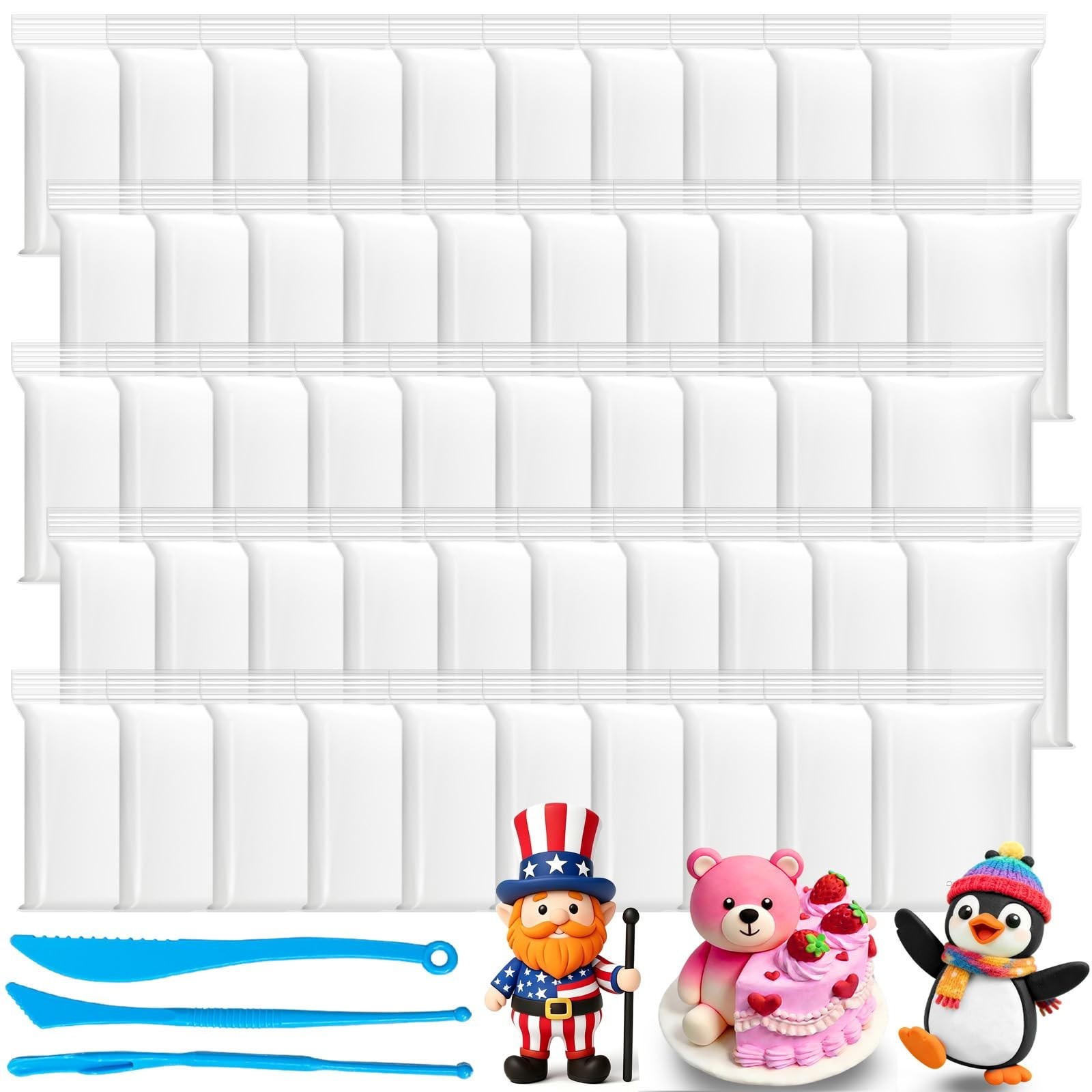 50 Pack White Air Dry Foam Clay,1.3lb Moldable Soft Lightweight Clays with 3 ...
