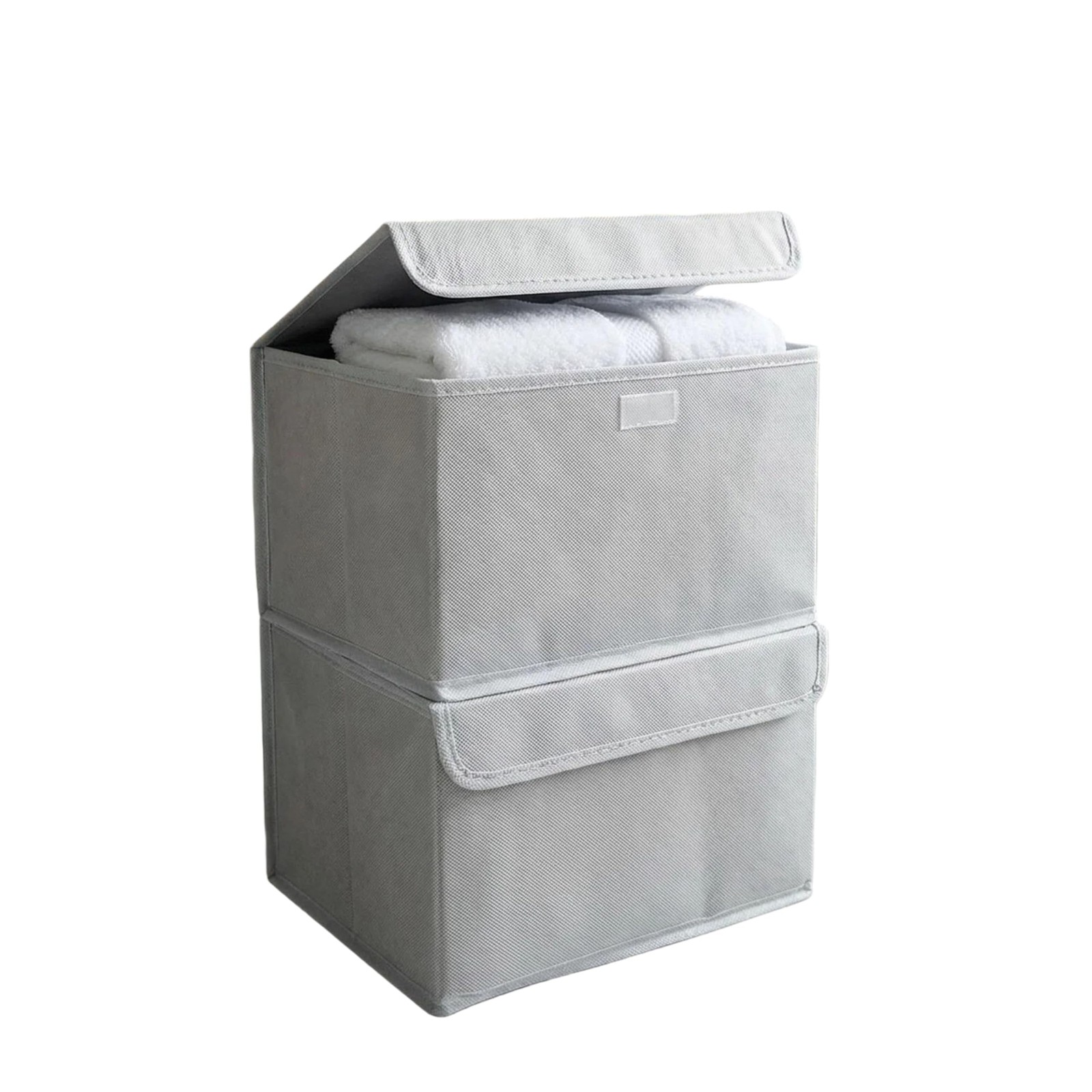 White Lidded Home Storage Bins 2 Pack Collapsible Stackable Cube Organizer wi...