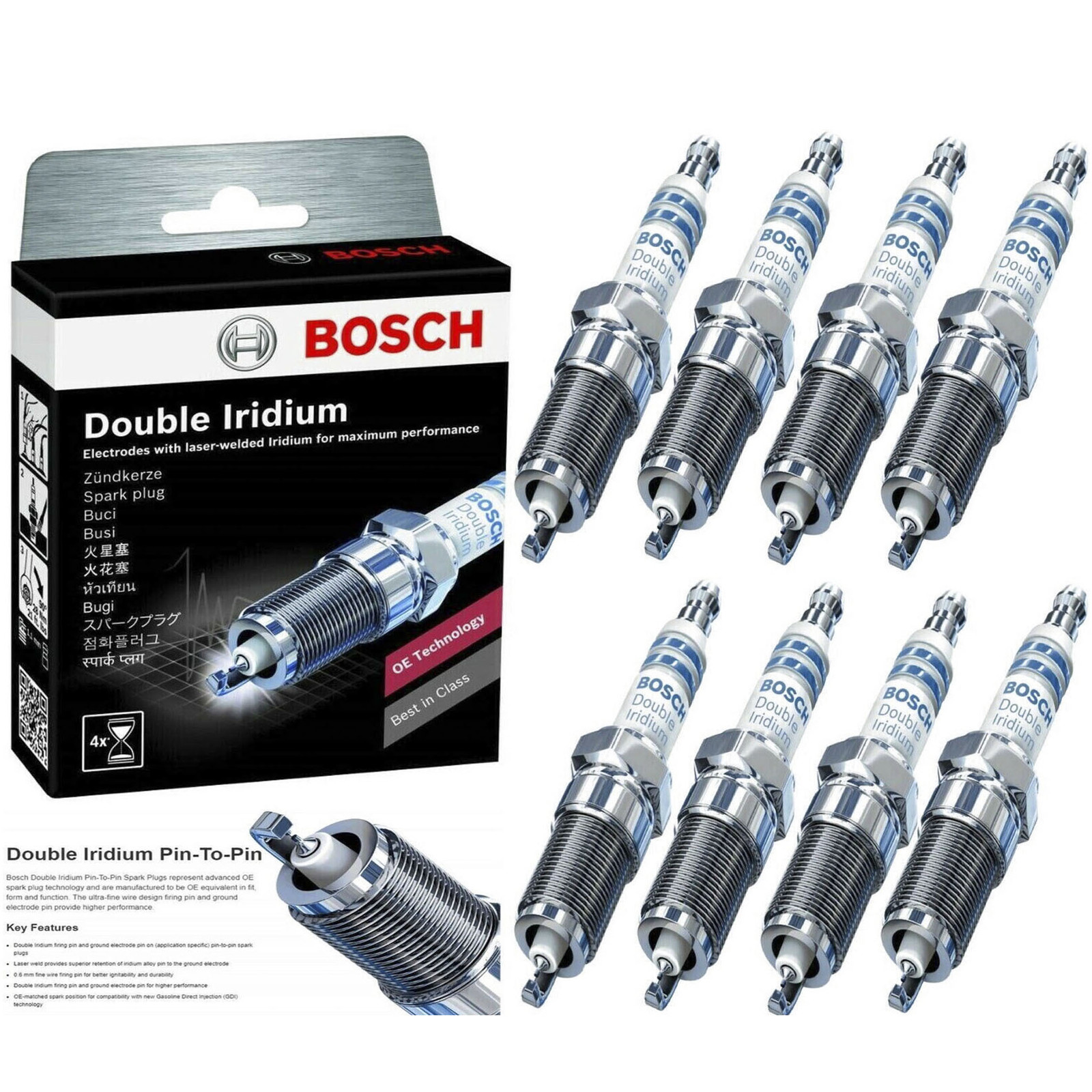 For Chrysler Dodge Jeep 4.7L V8 8Pcs OE Double Iridium Spark Plug 9664