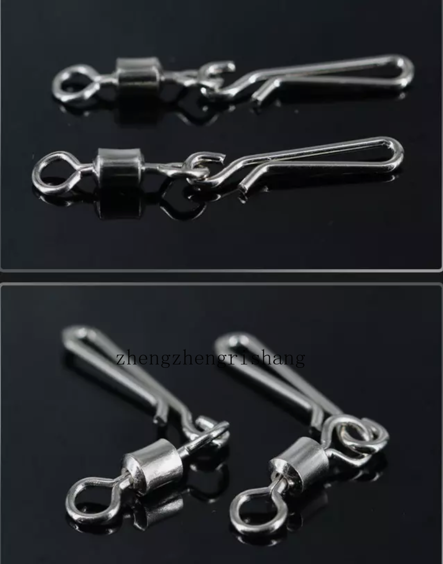 100PCS Stainless Steel Fishing Swivel with Hanging Snap Rolling Swivel Connector
