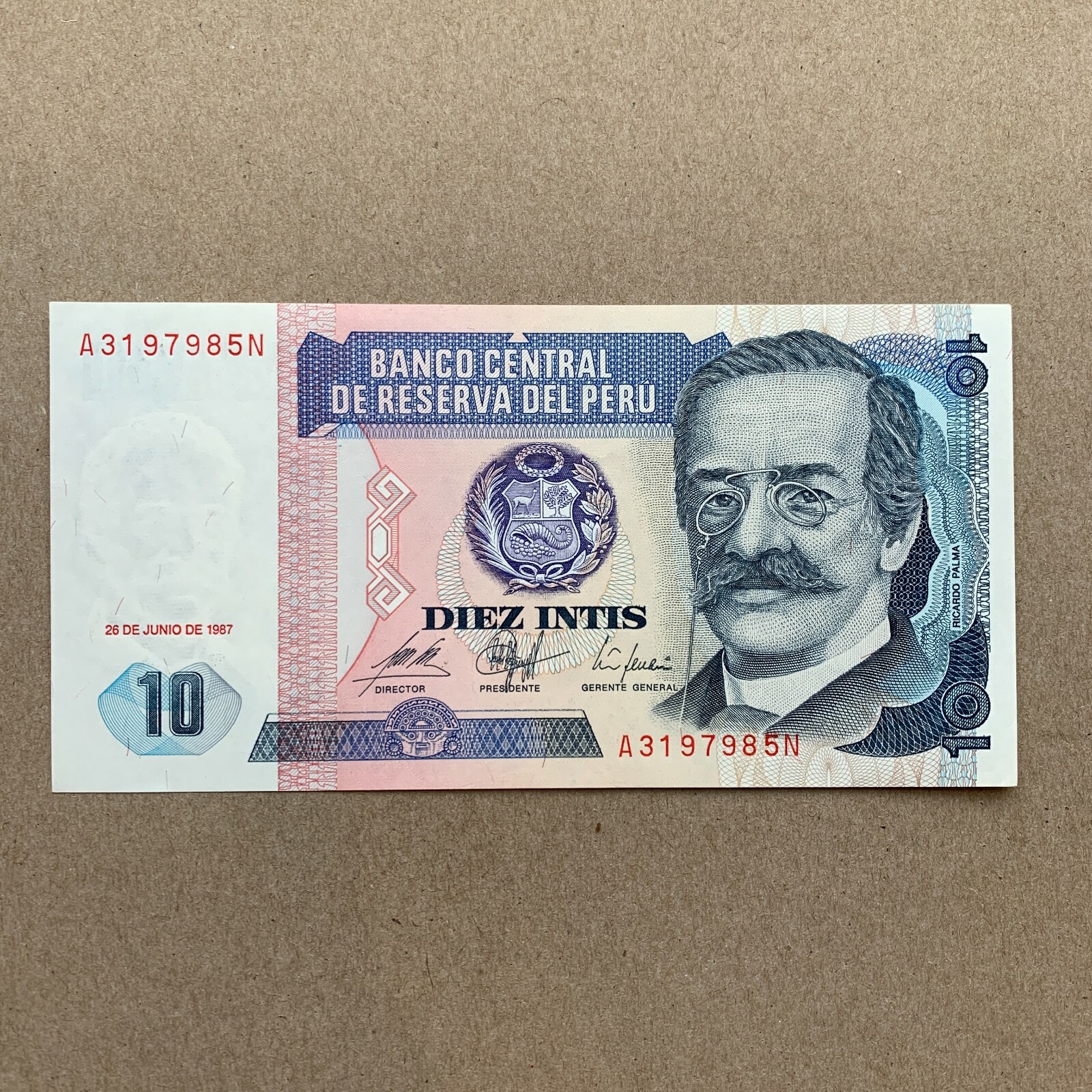 🇵🇪 Peru 10 Intis Banknote Peruvian Currency World Paper Money Memorabilia Note