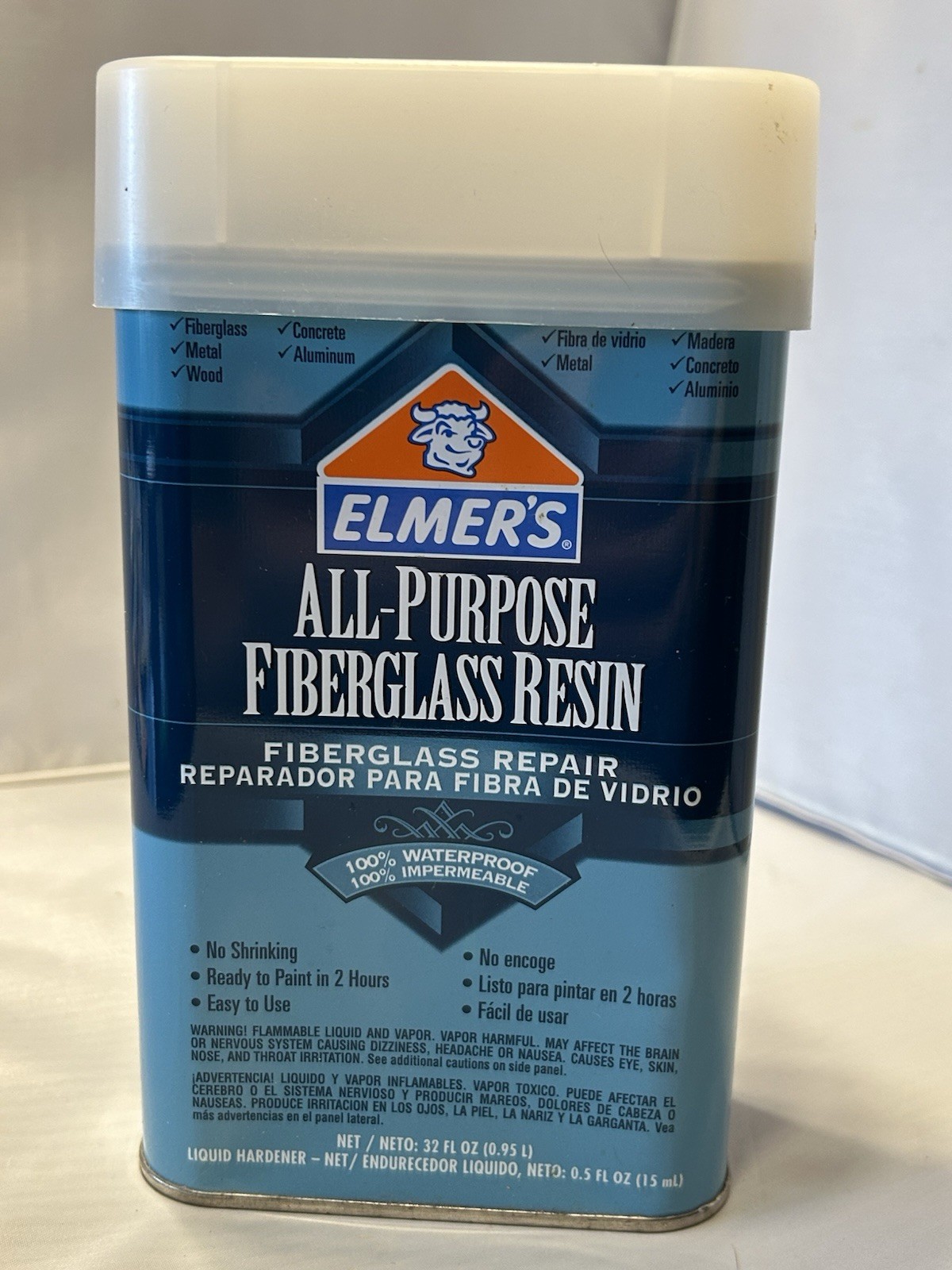 Elmer’s All-Purpose Fiberglass Resin - Quart - Bath, Marine & Auto NOS