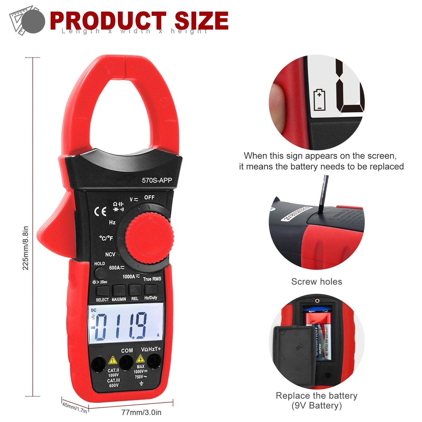 HoldPeak Digital Clamp Meter Multimeter TRMS Auto-Ranging AC/DC Volt Amp Tester