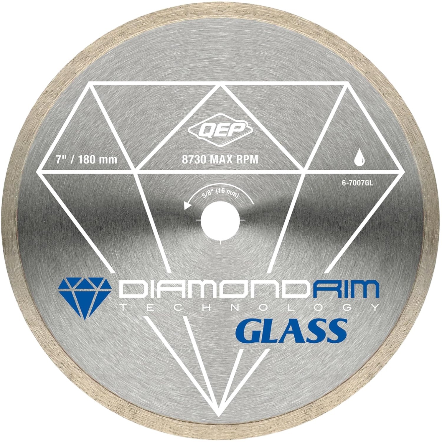Professional 7-Inch Wet Cutting Diamond Blade - Ideal for Glass & Porcelain