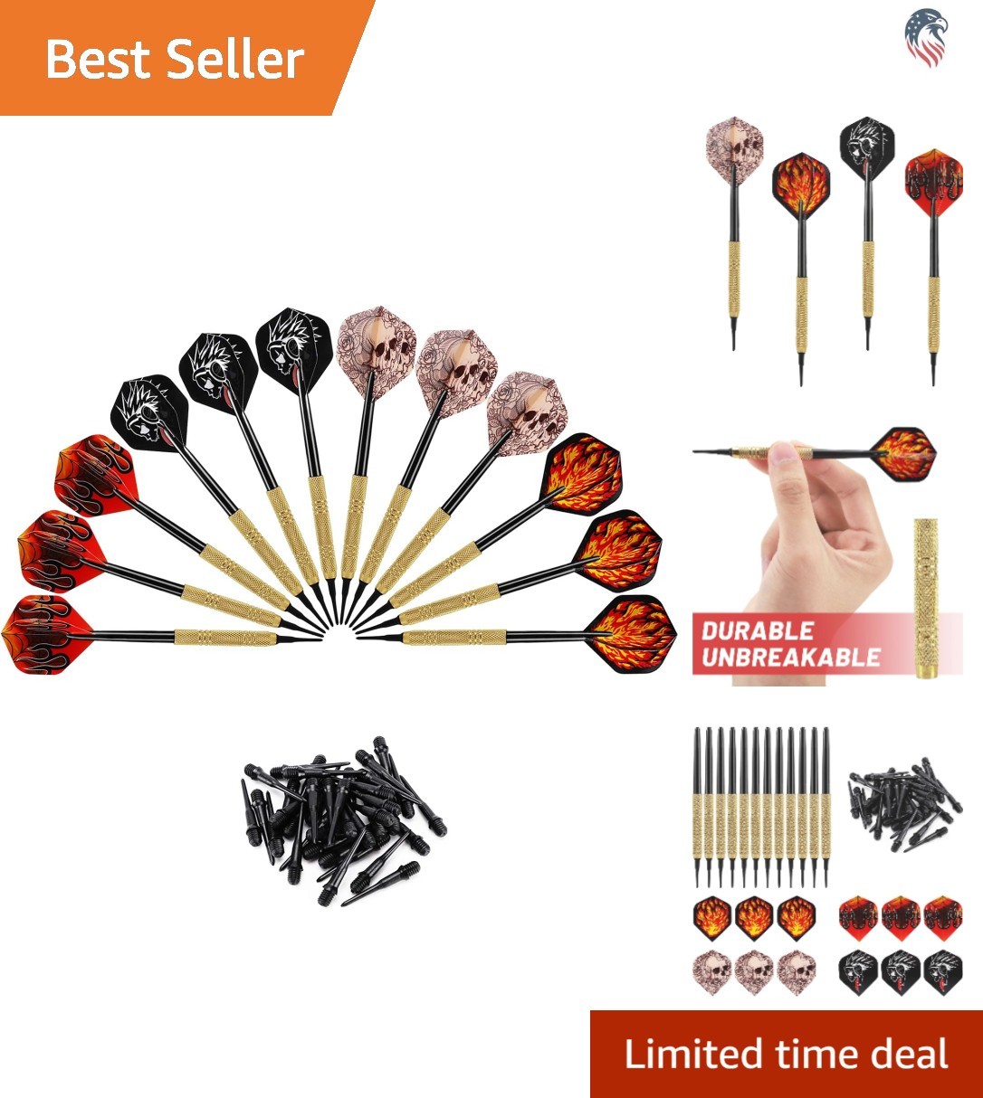 Elegant 14g Soft Tip Darts Set with 36 Extra Tips - Perfect for All Skill Levels