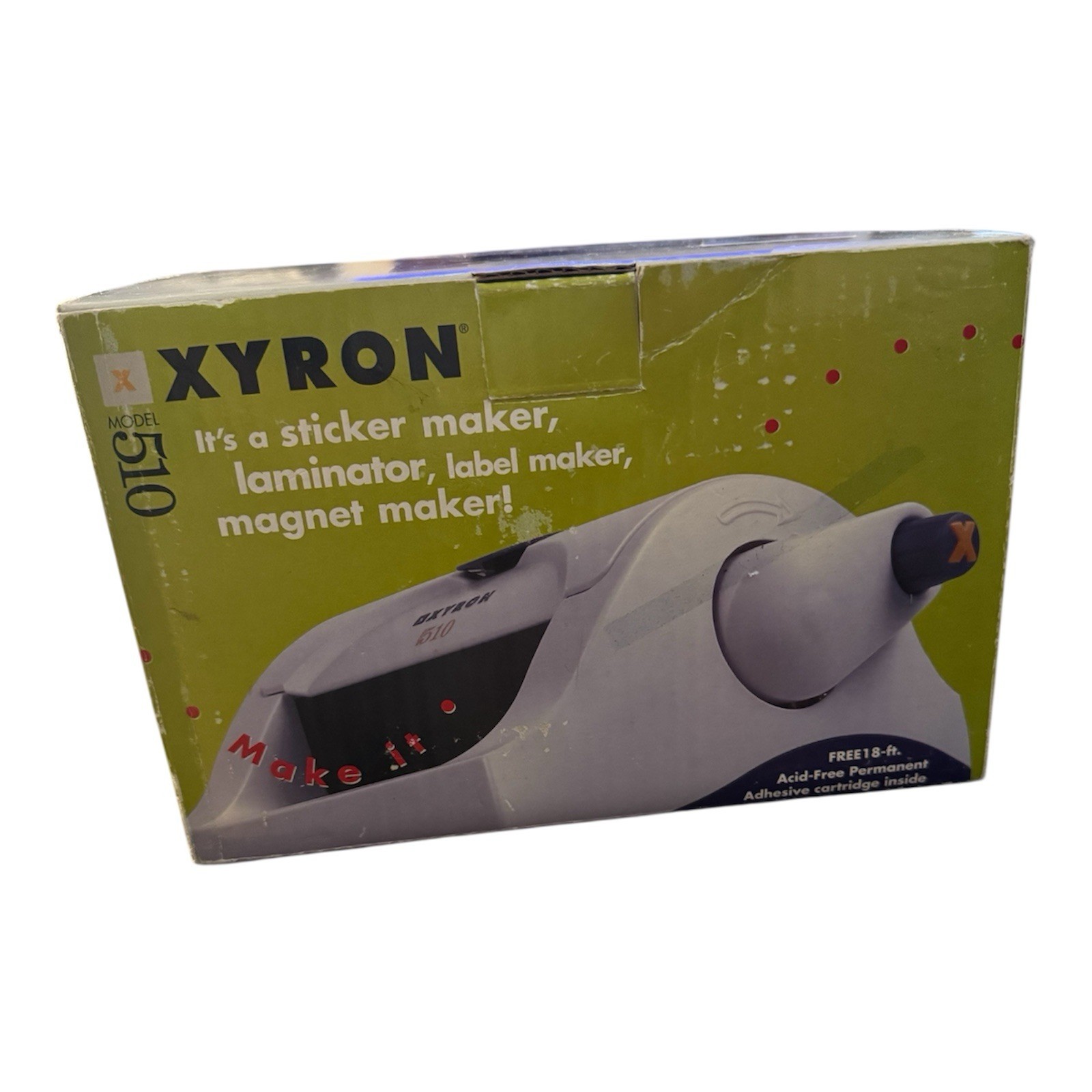 Xyron 510 Sticker Maker Laminator Label Magnet Machine w/ Box – Works Great!