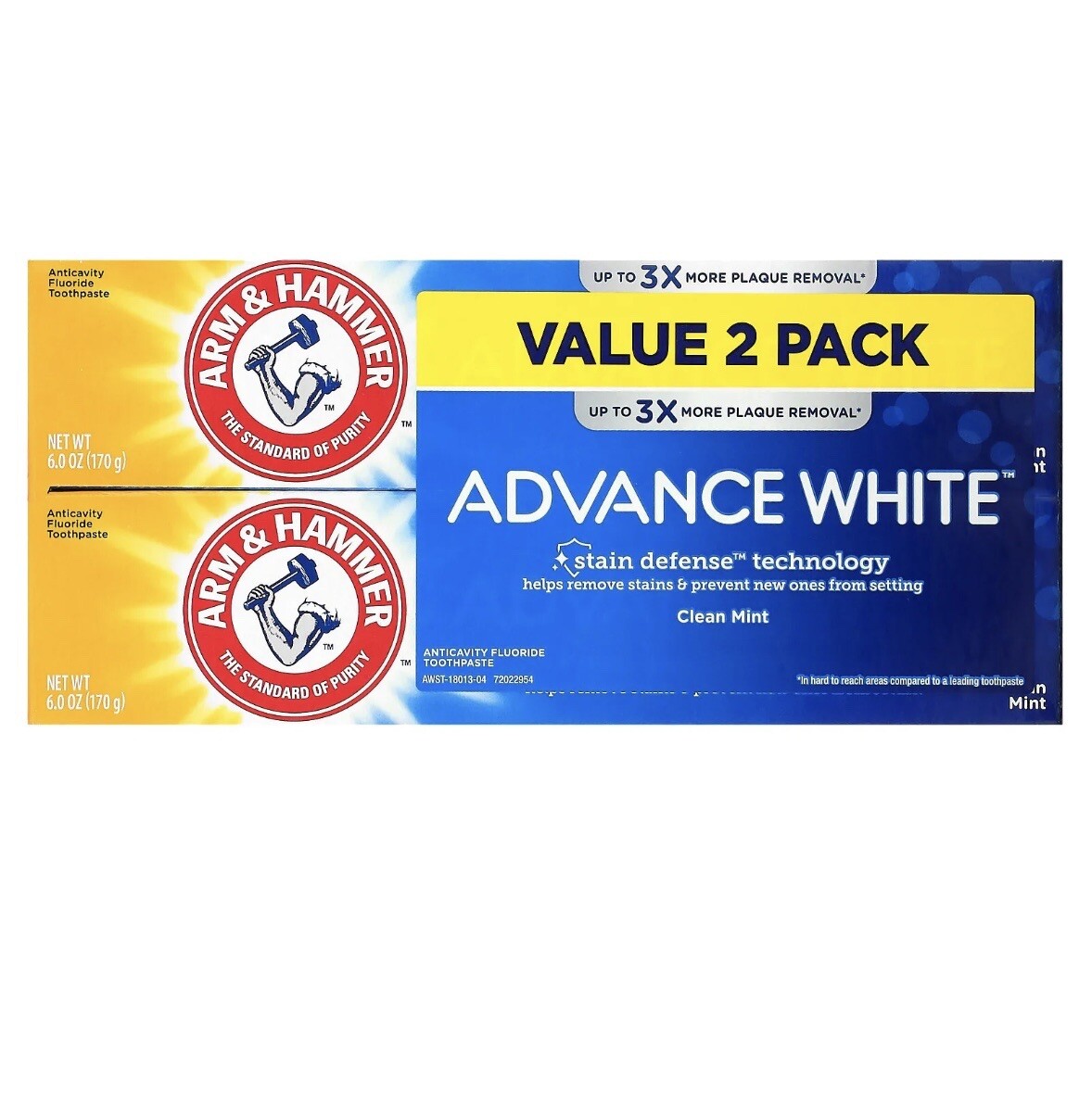 Advance White, Anticavity Fluoride Toothpaste, Clean Mint, Twin Pack, 6 oz